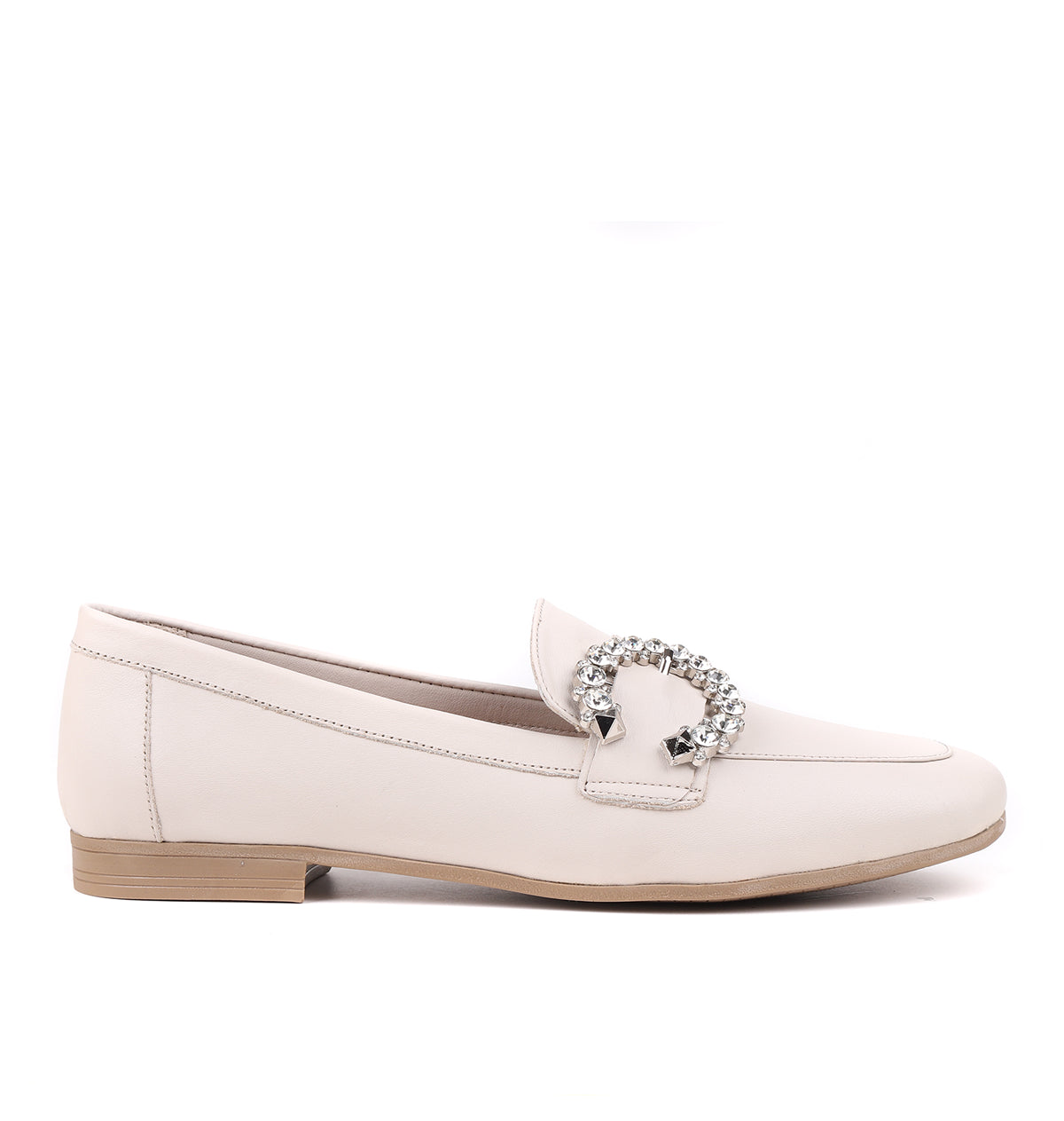 STATO Milano taş tokalı kadın loafer ekru