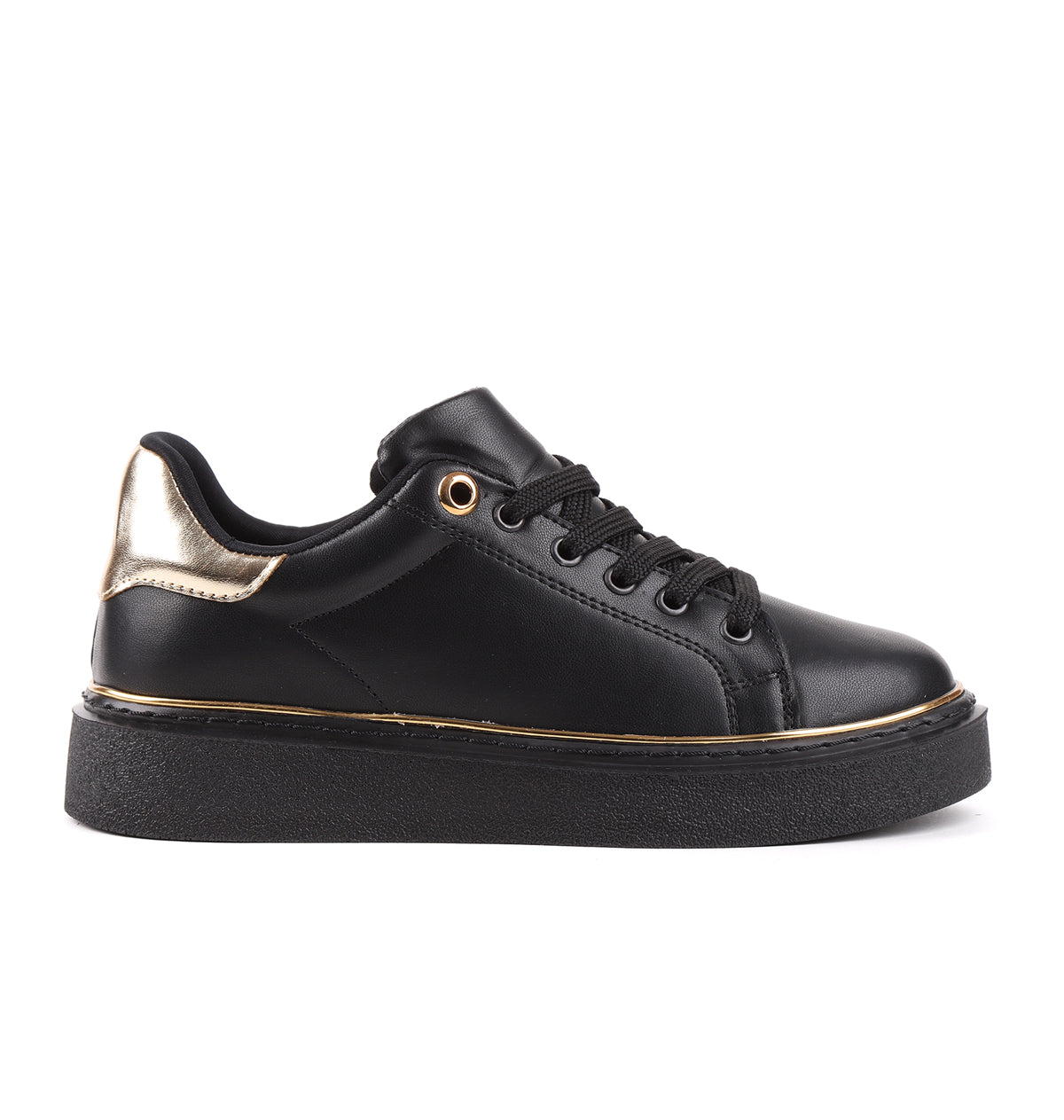 STATO Lisbon minimal şerit kadın sneaker siyah