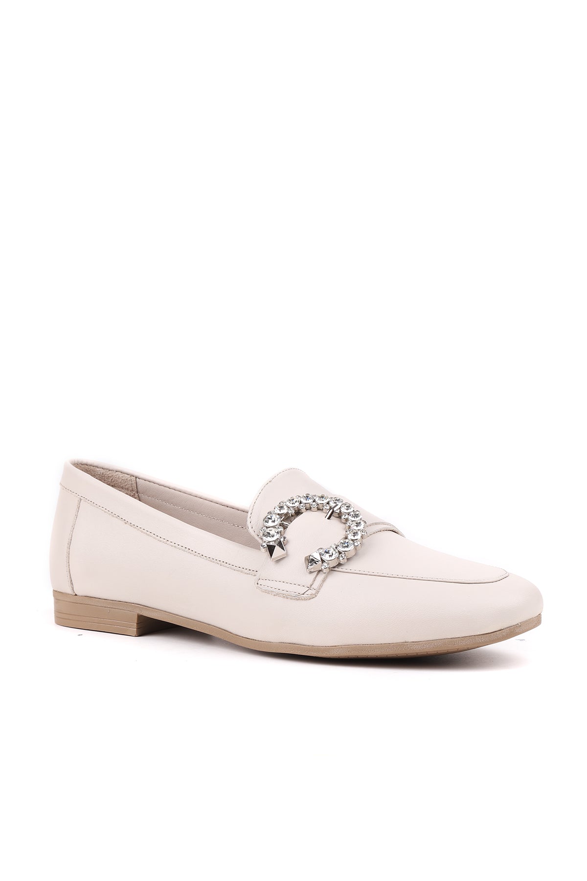Ekru kadın loafer STATO Milano yakın çekim
