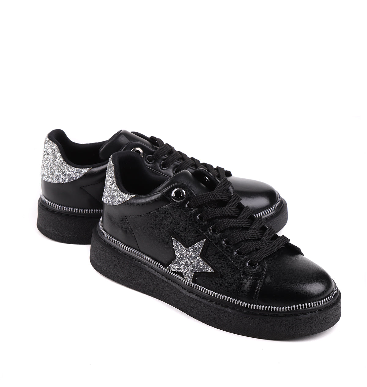 STATO Nexo yıldız detaylı kadın sneaker siyah