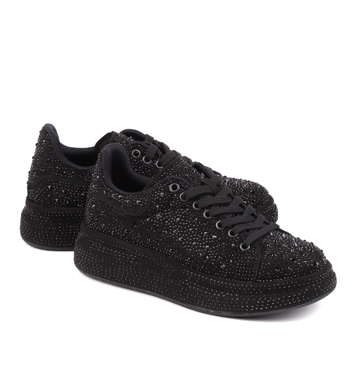 STATO Lessa taş detaylı vegan kadın sneaker siyah