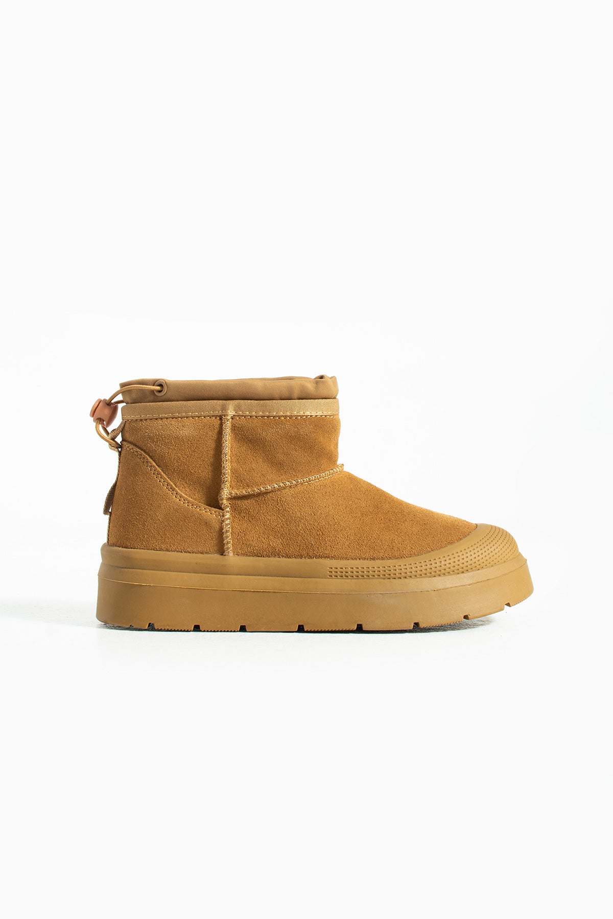 Kadın Taba Süet Yumuşak Deri Kürklü Kışlık Bağcıklı Bot