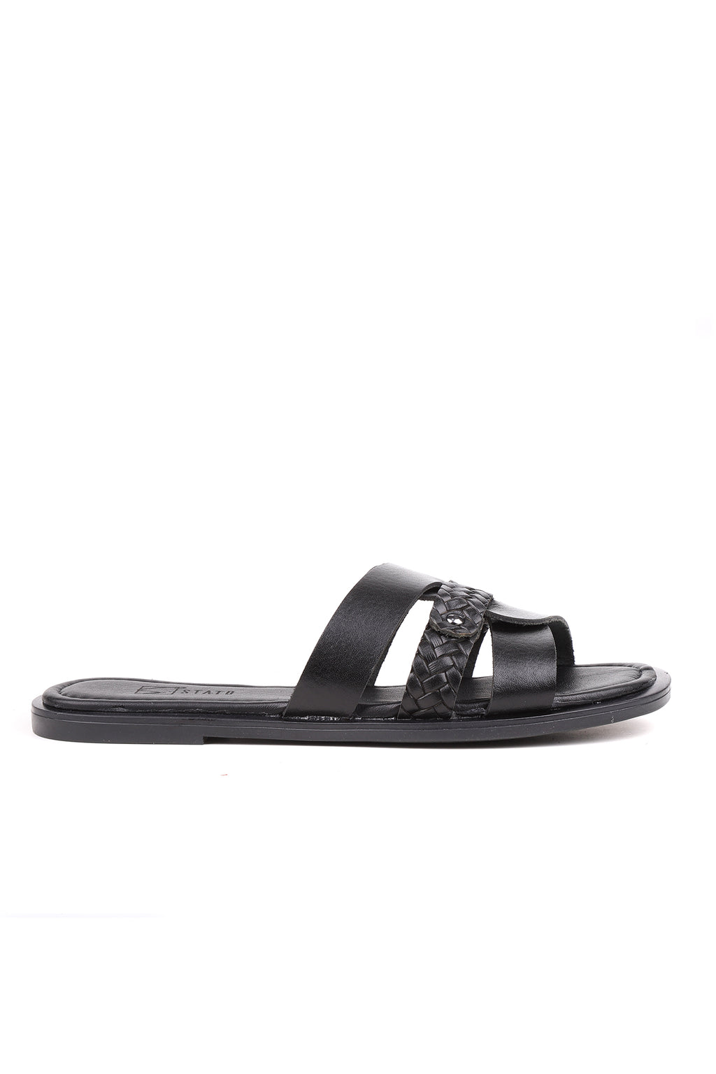 Stato Clar Hakiki Deri Örgü Detaylı Kadın Terlik