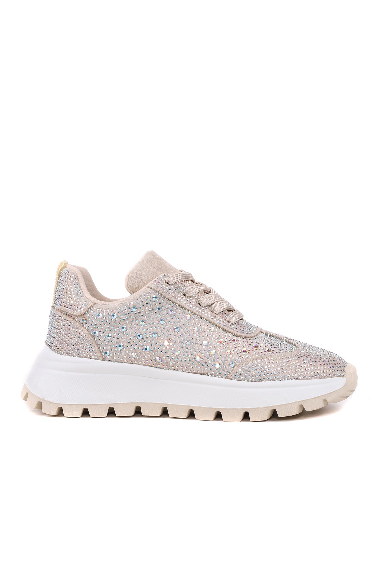STATO Stella taş işlemeli kadın sneaker bej