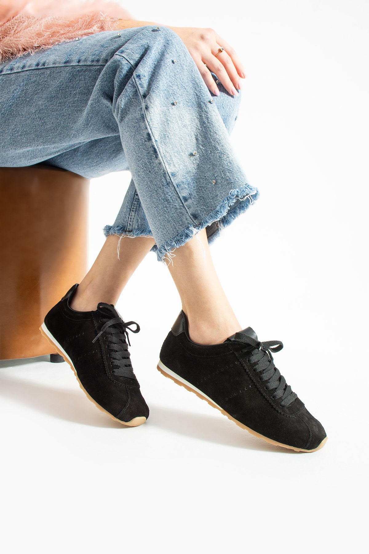 Dört Mevsim Deri Kadın Spor Ayakkabı-Siyah 31691163-02