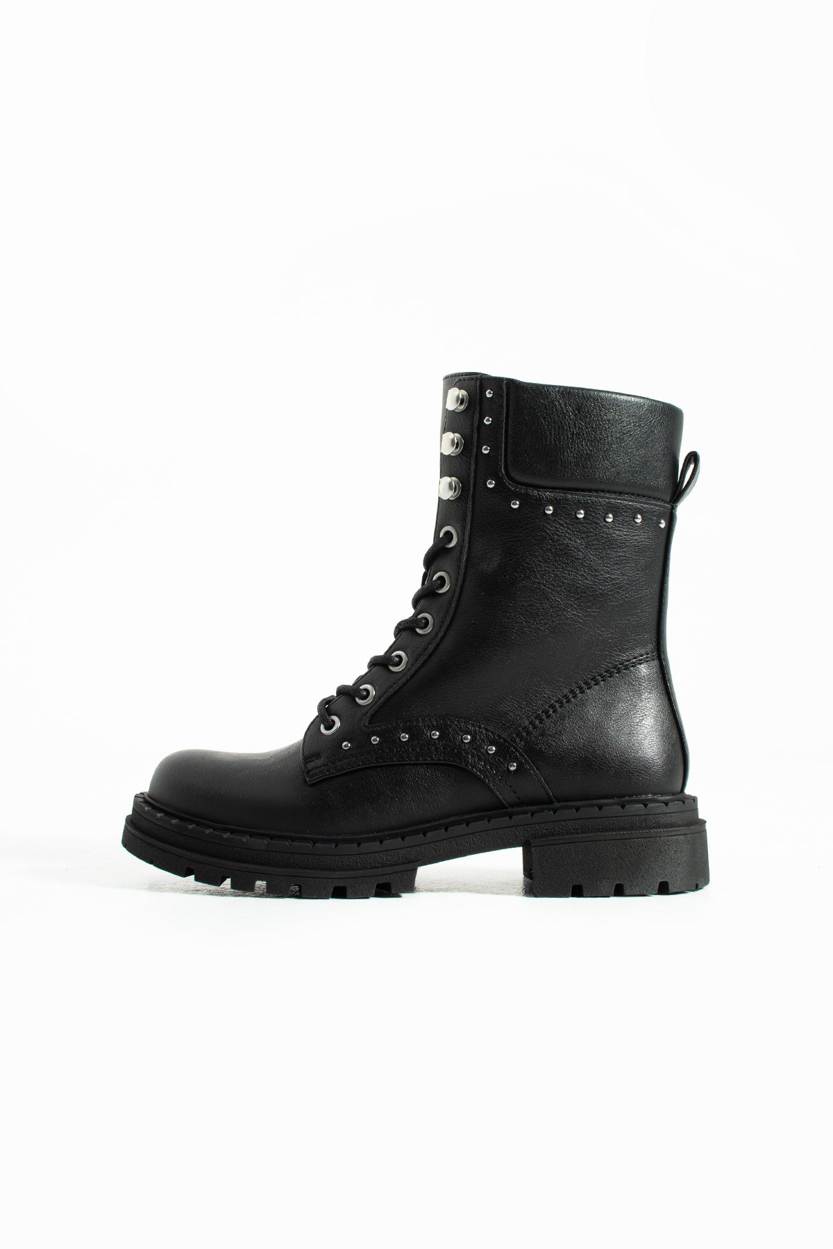 Kadın Siyah Vegan Deri Bot Trok Detaylı Şık Tasarım ve Modern Çizgi