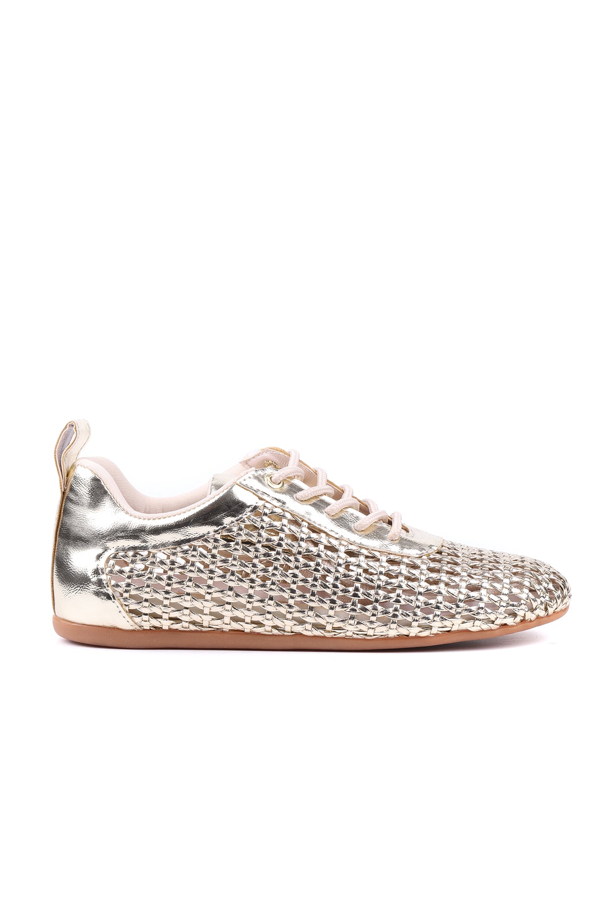 STATO Lina örgü dokulu kadın sneaker altın