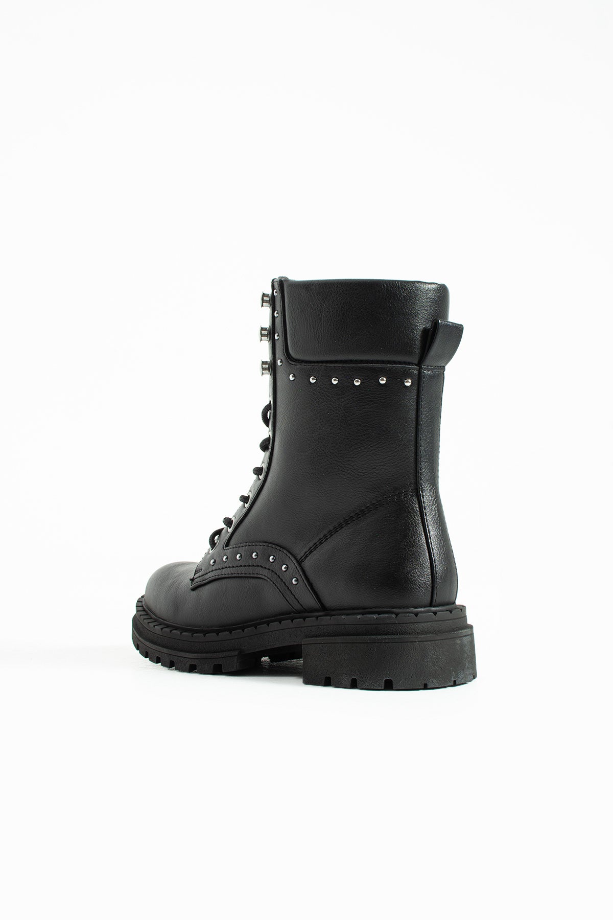 Kadın Siyah Vegan Deri Bot Trok Detaylı Şık Tasarım ve Modern Çizgi