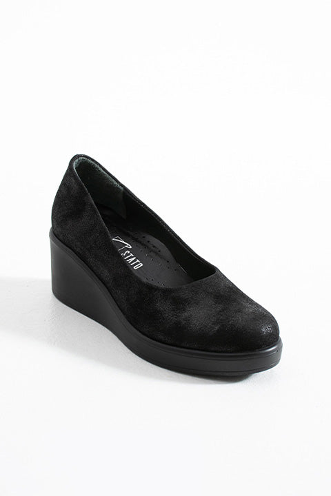 215451114-1 Kadın Topuklu Ayakkabı Siyah Deri Süet