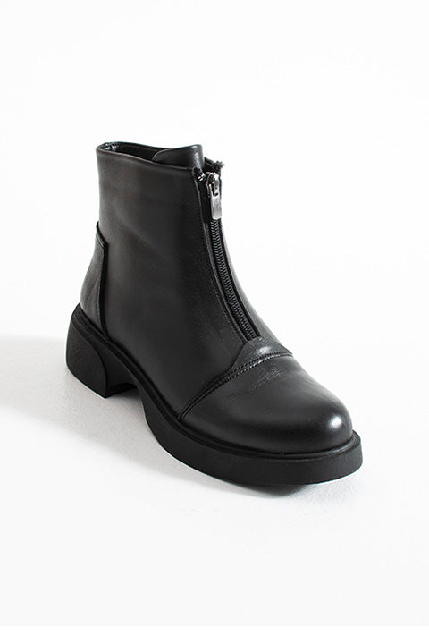 217551115-1 Zenne Kadın Bot Siyah Napa Deri