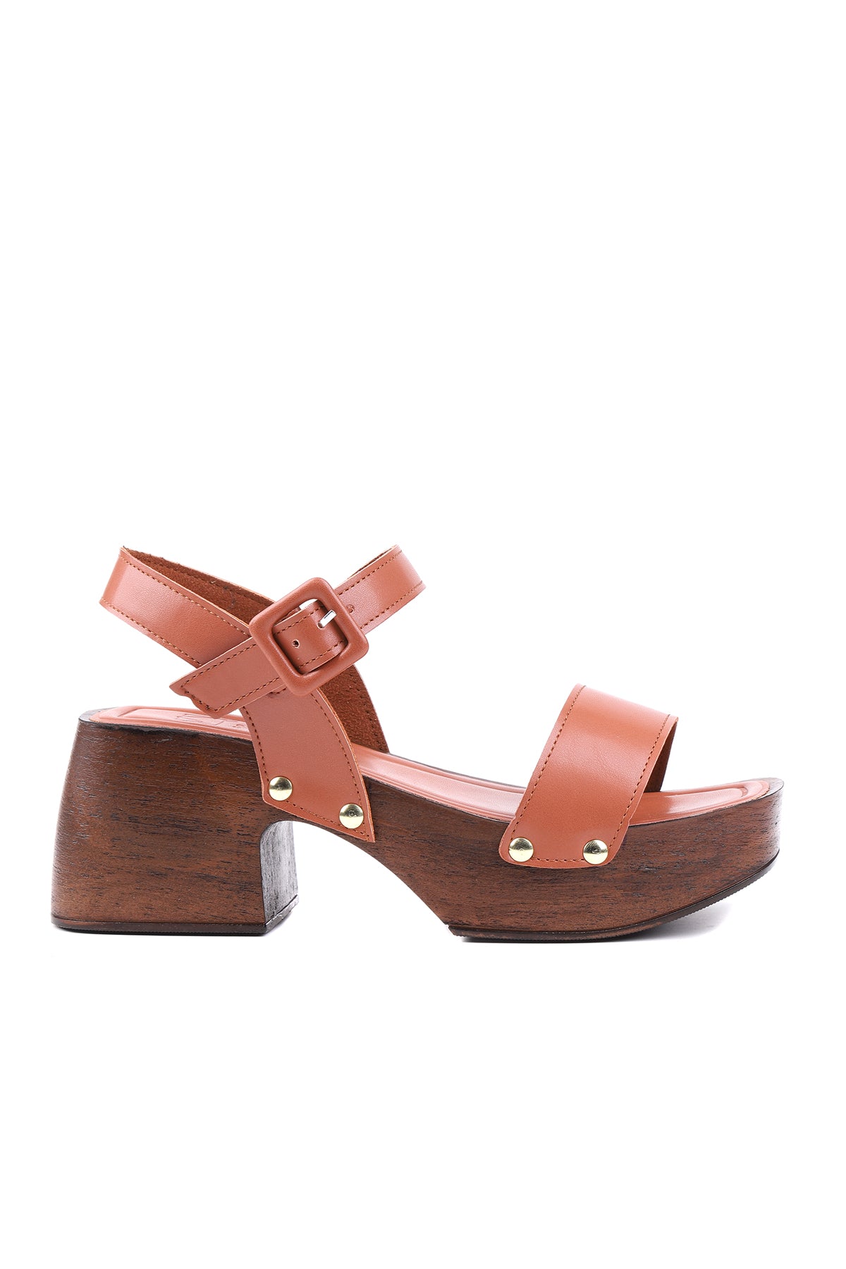 STATO Isabella platform tokalı kadın sandalet taba