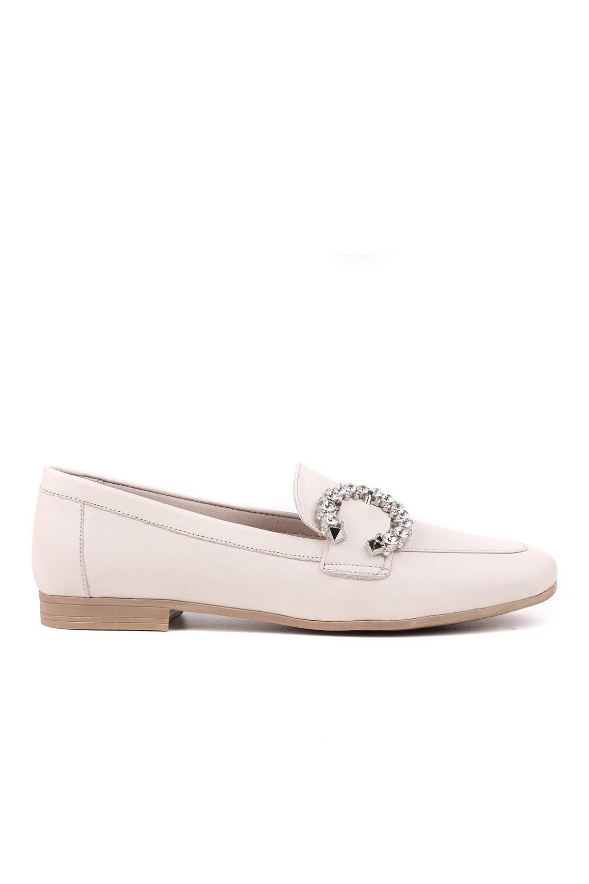 STATO Milano taş tokalı kadın loafer ekru