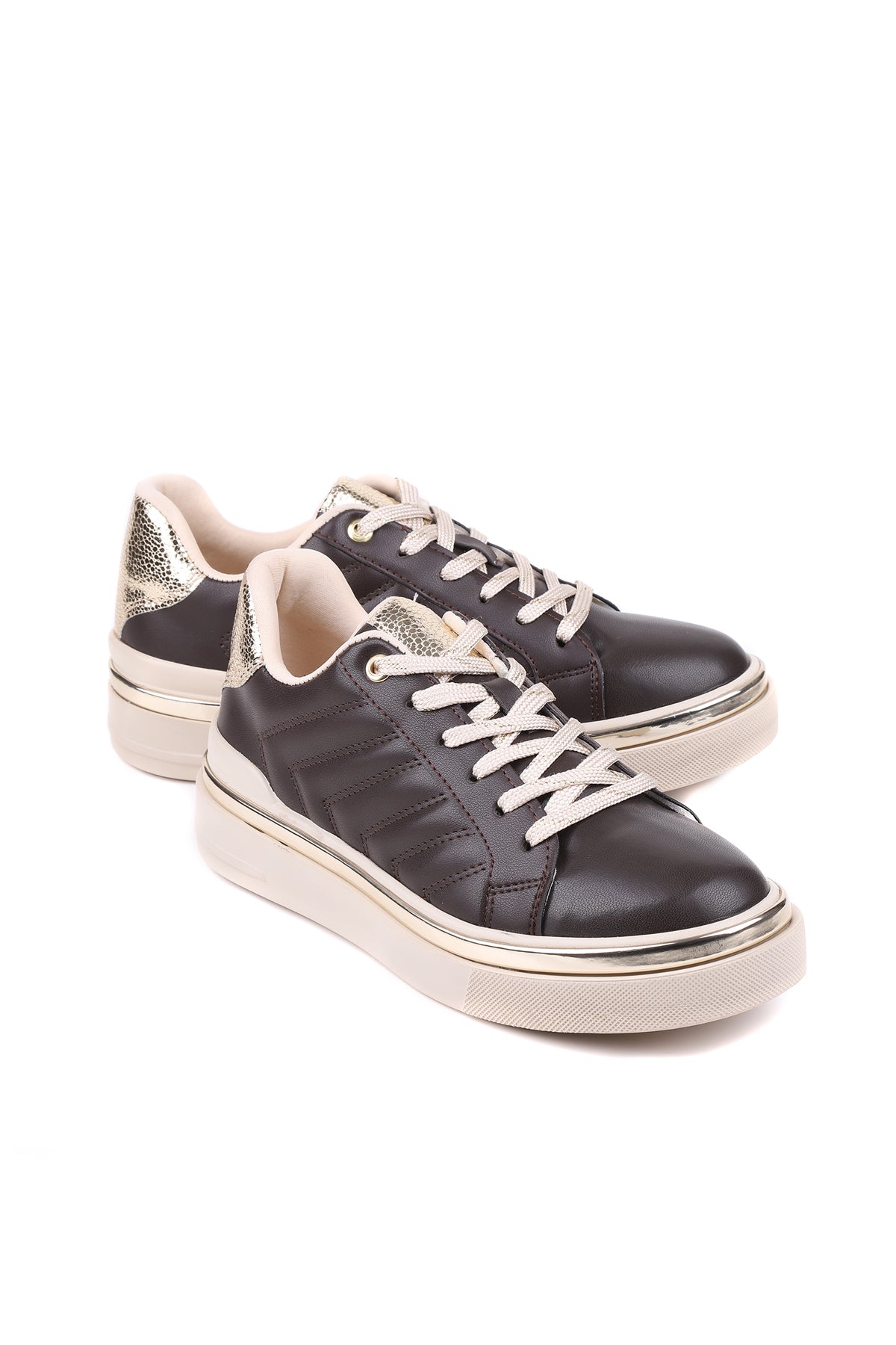 Stato Nova Kapitoneli Gümüş Detaylı Beyaz Kadın Sneaker