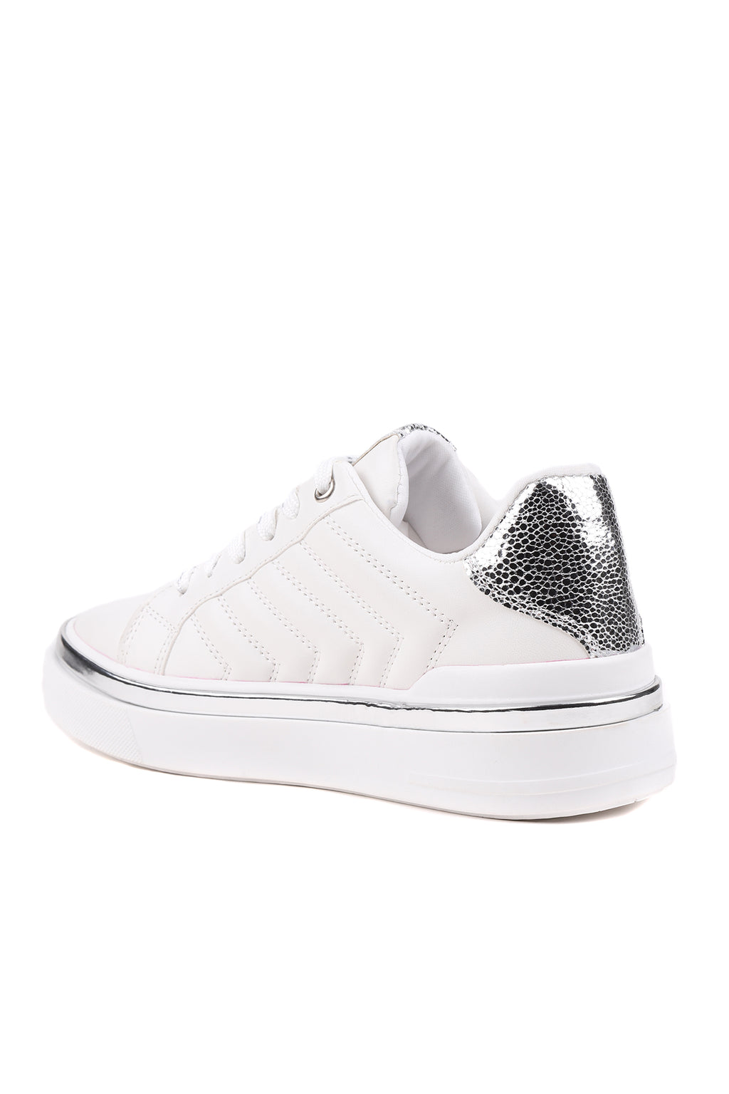 Stato Nova Kapitoneli Gümüş Detaylı Beyaz Kadın Sneaker