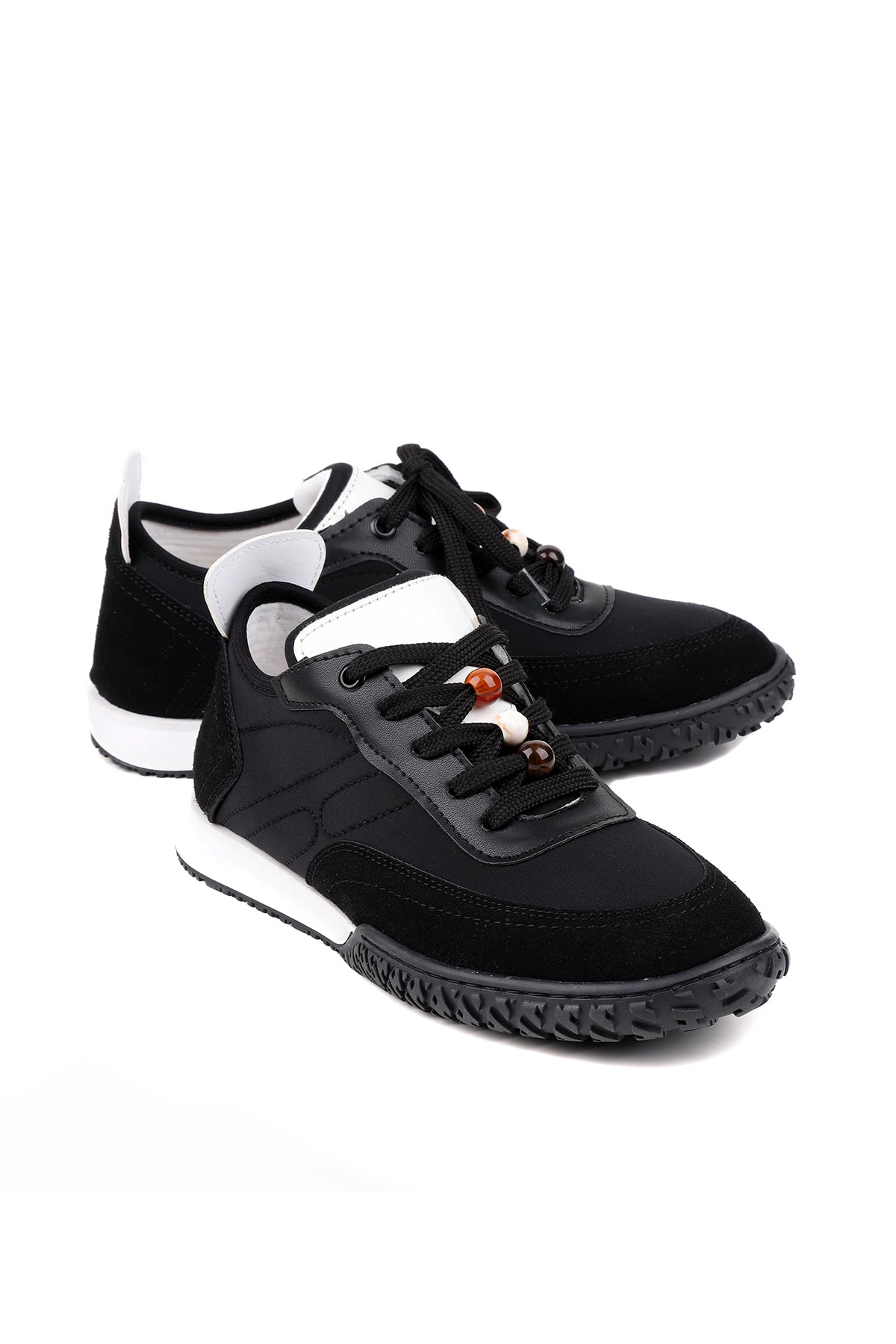 Stato Norex Siyah Kadın Sneaker Nefes Alabilen Vegan Kumaş, Hafif ve Rahat Günlük Ayakkabı