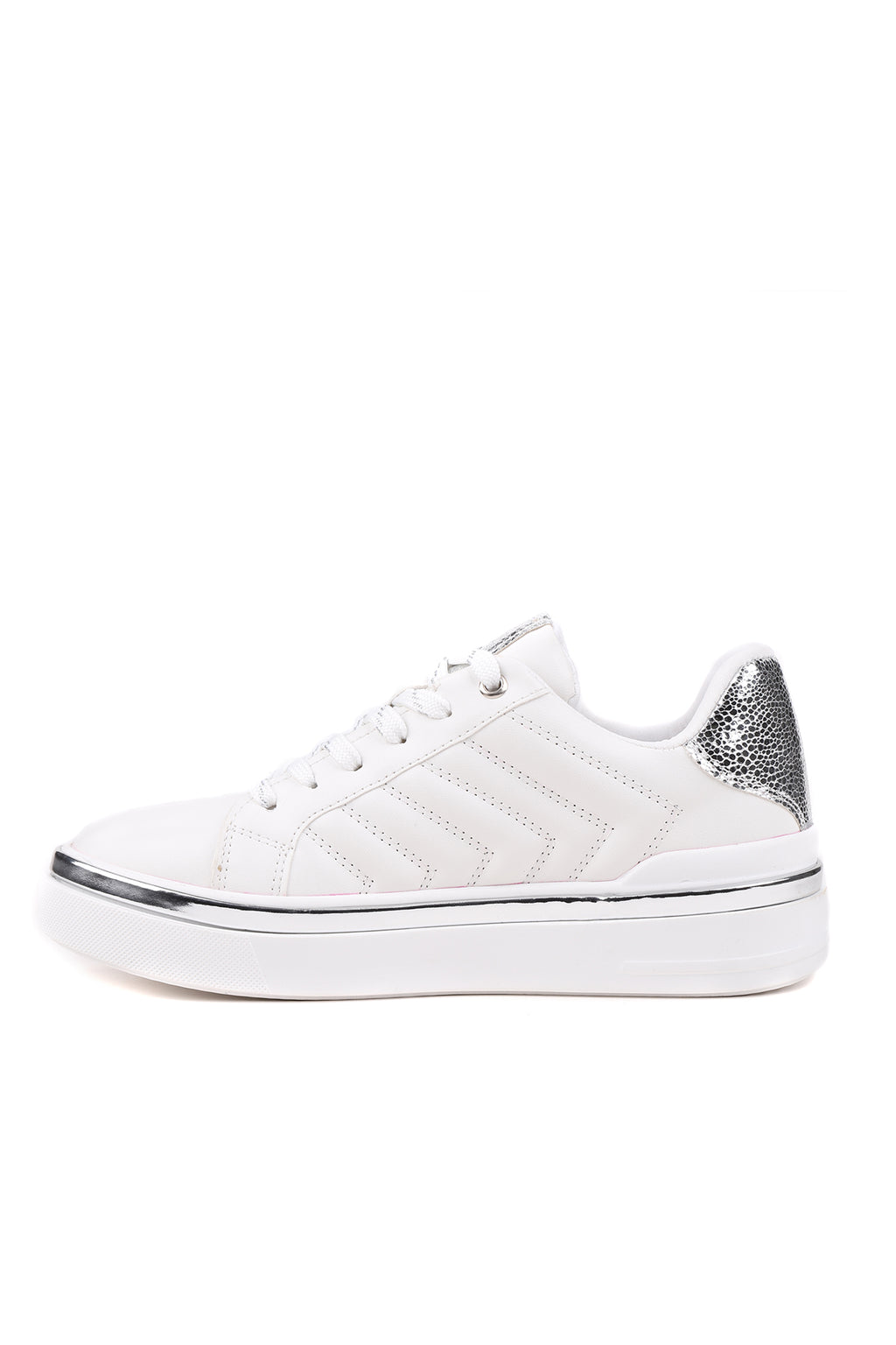 Stato Nova Kapitoneli Gümüş Detaylı Beyaz Kadın Sneaker