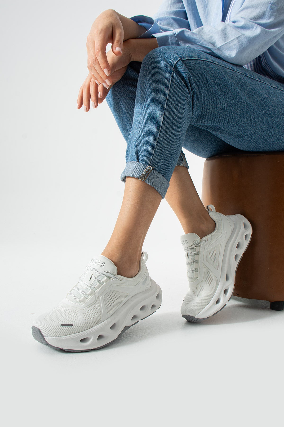 Beyaz triko kadın sneaker – STATO