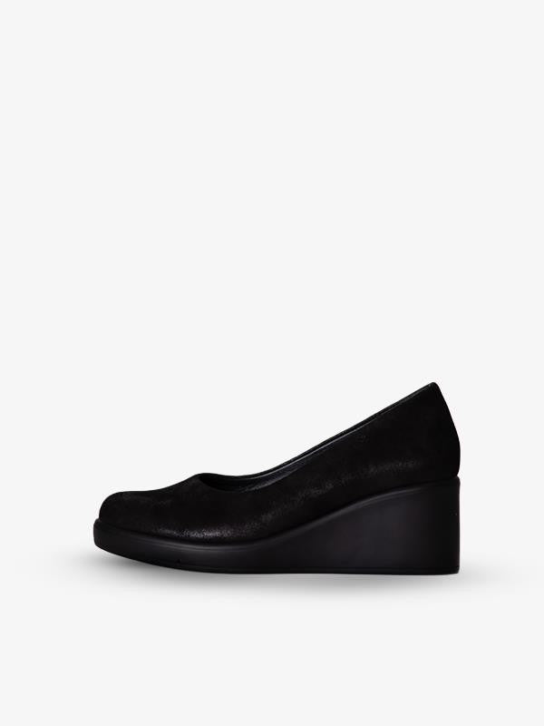 215451114-1 Kadın Topuklu Ayakkabı Siyah Deri Süet