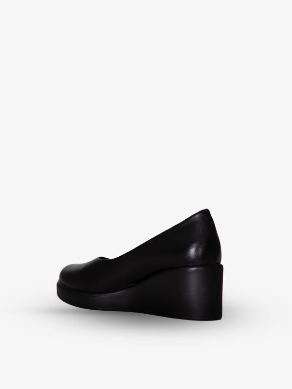 215551114-1 Siyah Deri Napa Kadın Topuklu Ayakkabı