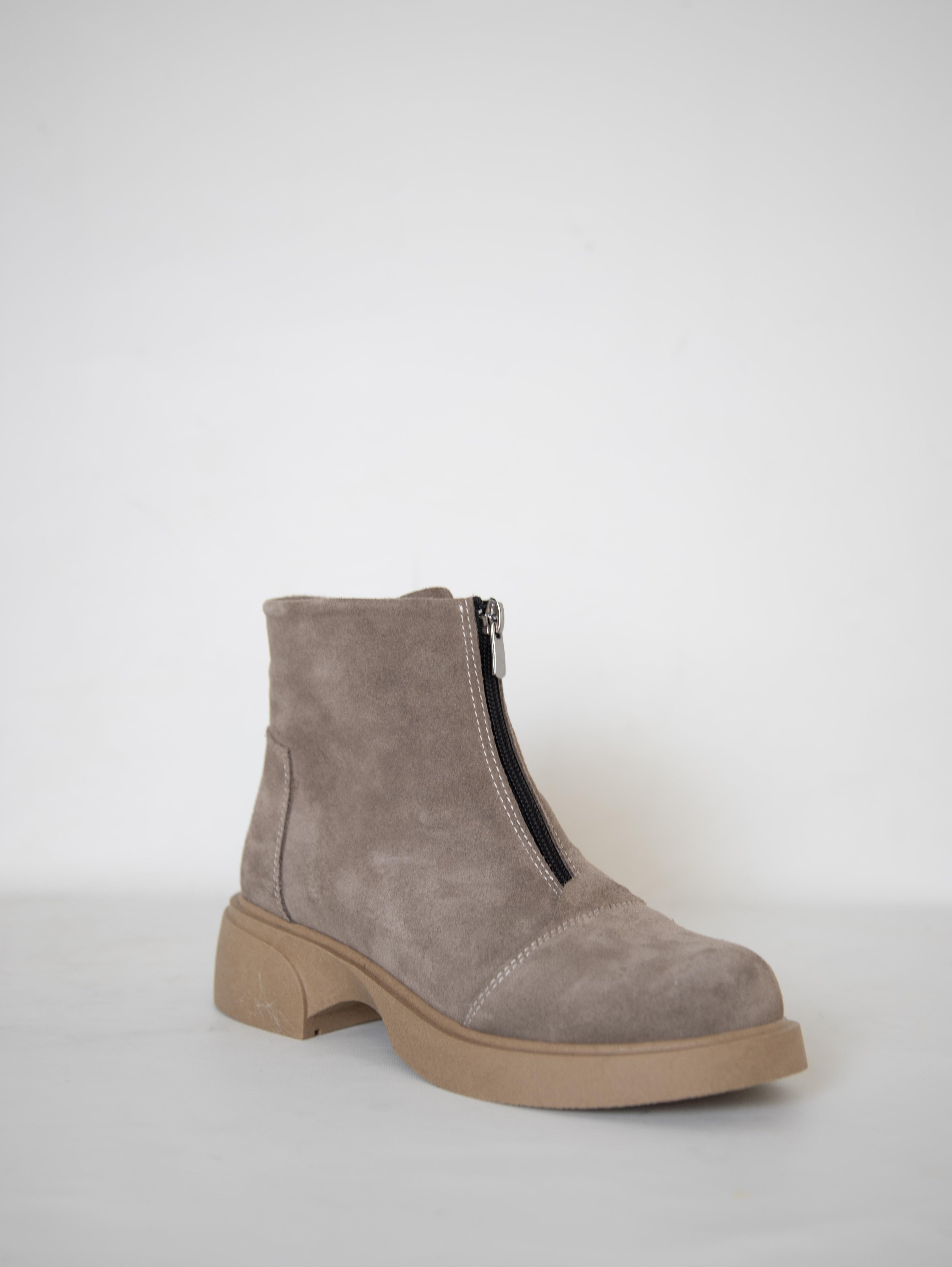 217451115-32 Zenne Kadın Bot Vizon Deri Süet