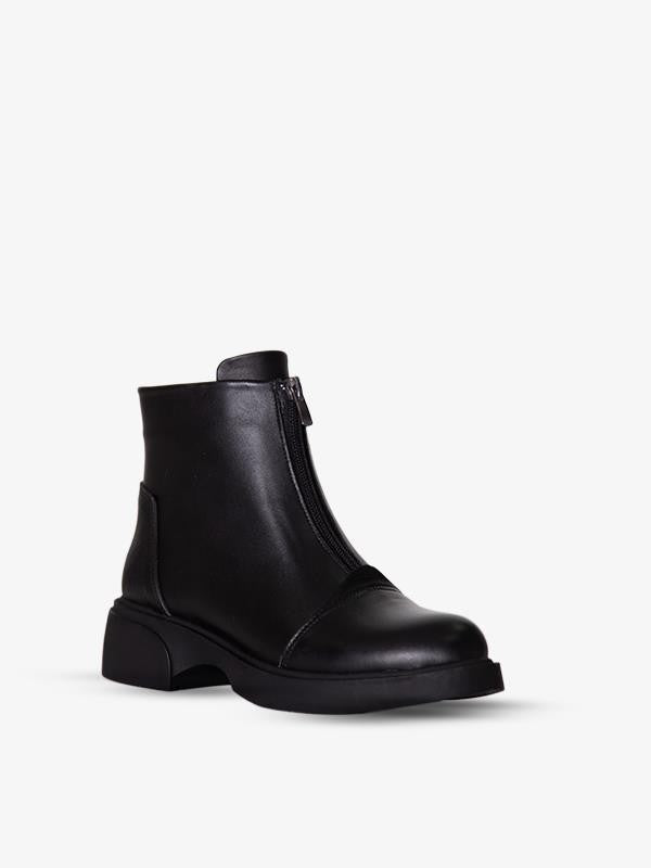 217551115-1 Zenne Kadın Bot Siyah Napa Deri