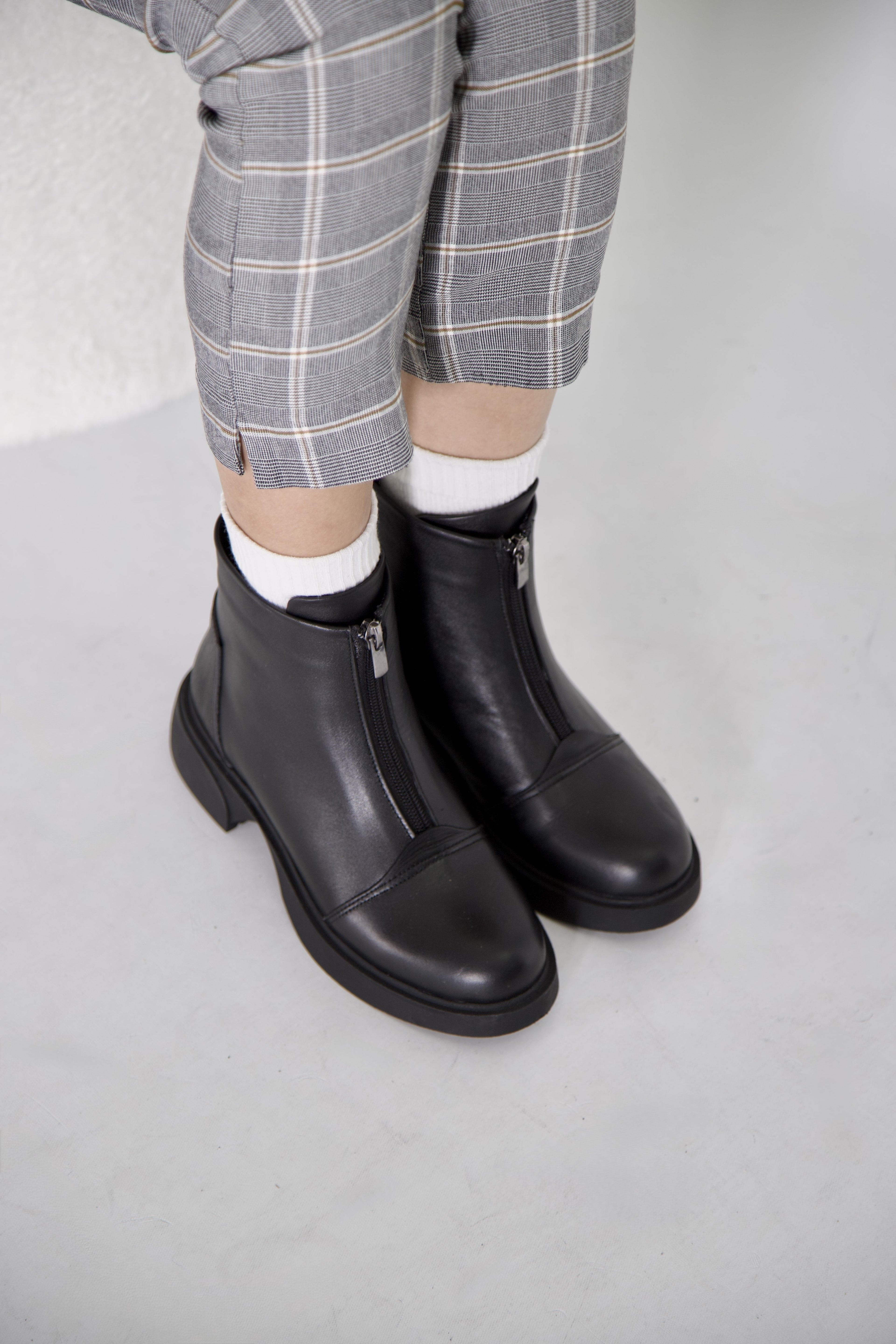 217551115-1 Zenne Kadın Bot Siyah Napa Deri