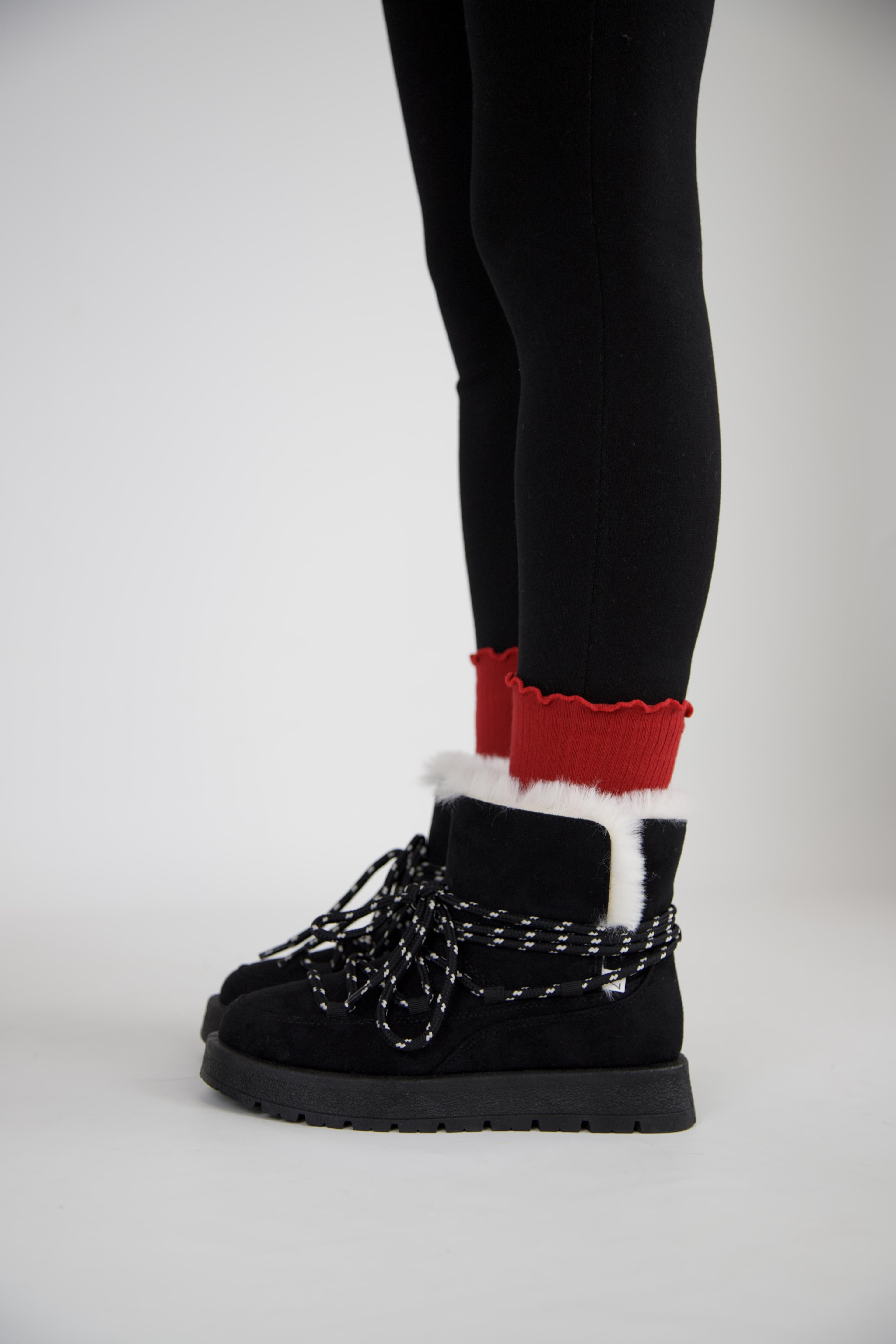 219851141-1 Kadın Yumuşak Rahat Kürklü Bot - Tekstil Süet Kışlık Siyah Bot