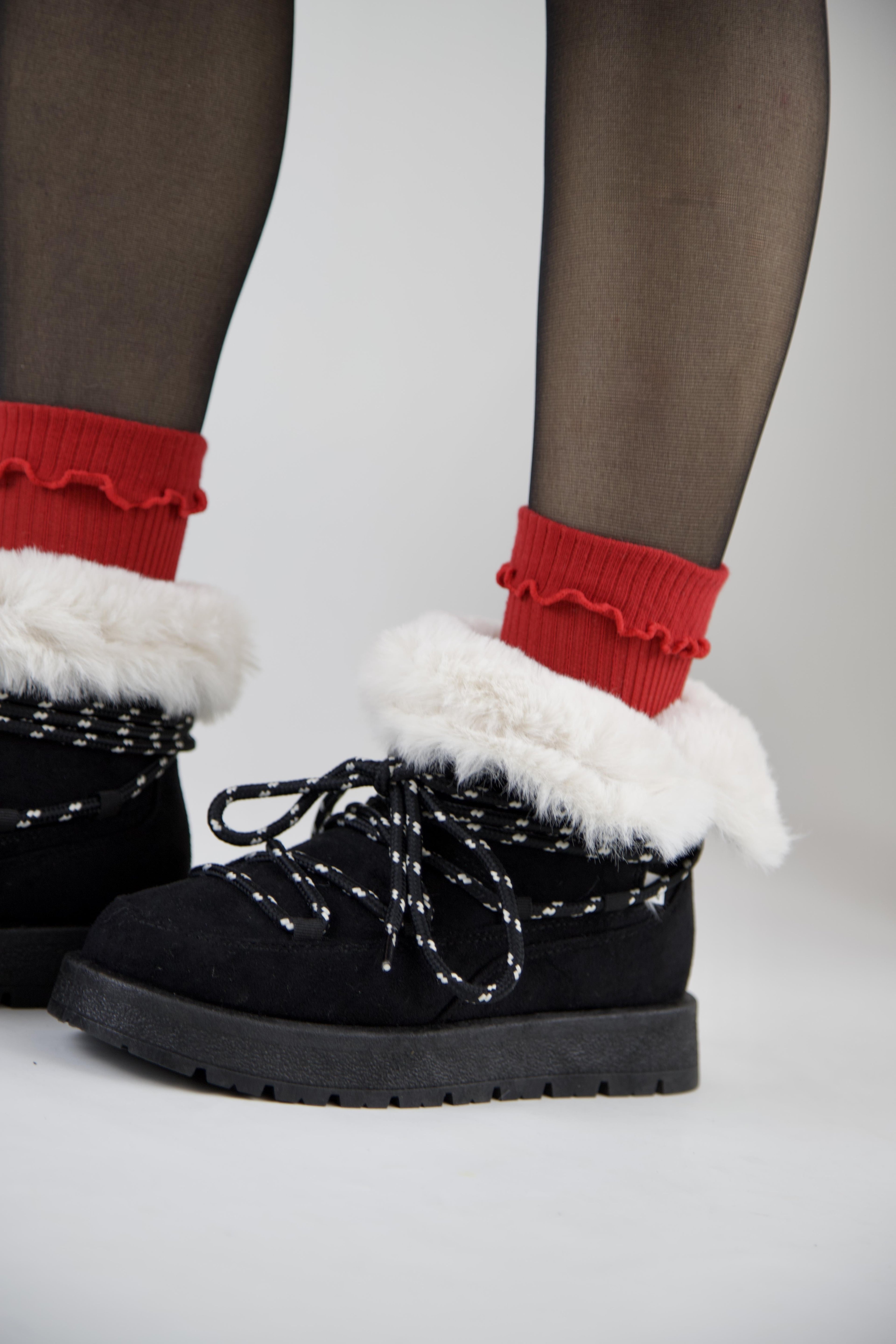 219851141-1 Kadın Yumuşak Rahat Kürklü Bot - Tekstil Süet Kışlık Siyah Bot