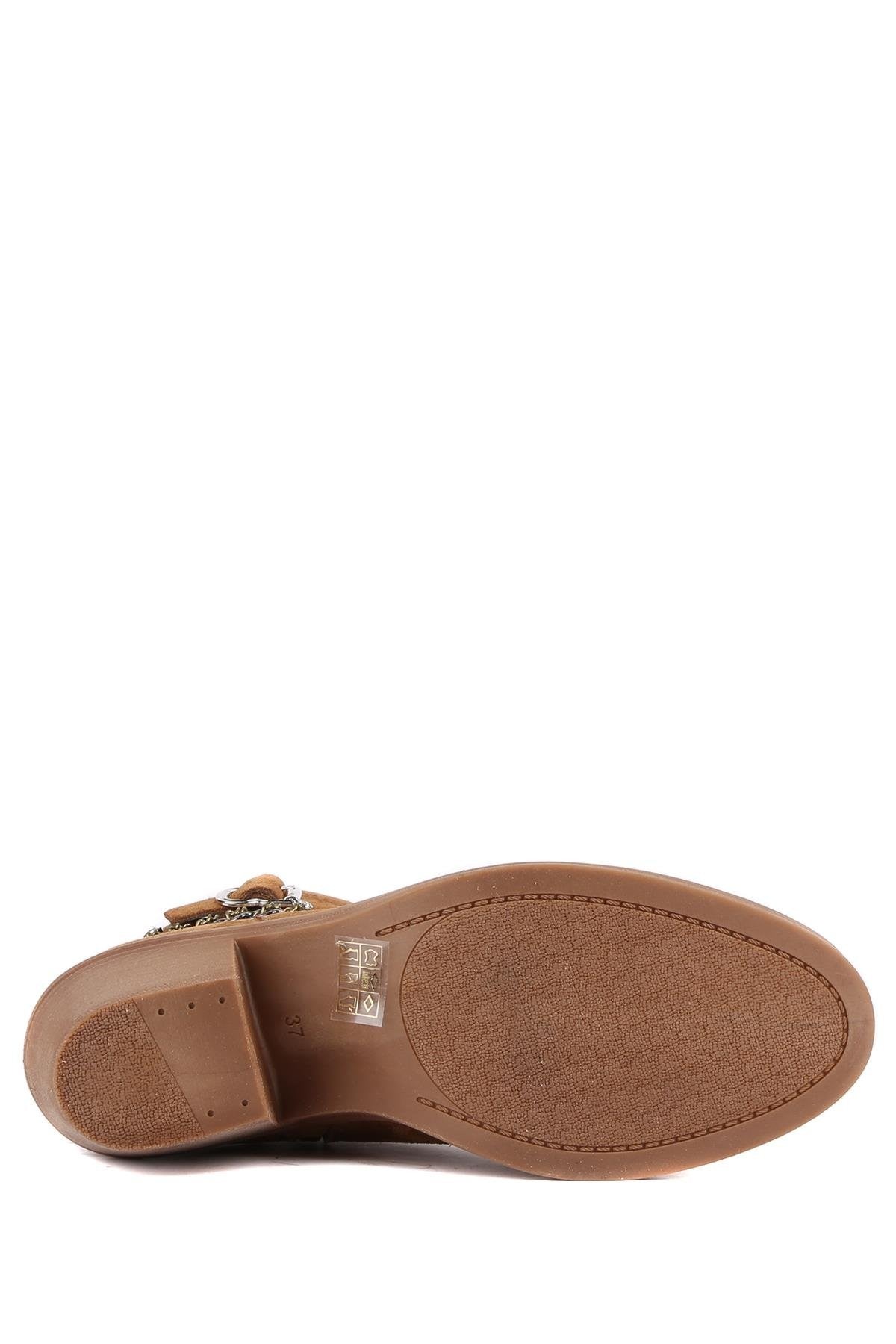 Stato - Taba Hakiki Süet Deri Fermuarlı Kadın Bot 25-1057-B