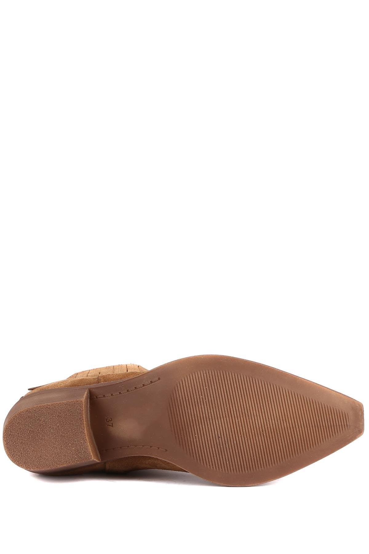 Stato - Taba Hakiki Süet Deri Fermuarlı Kadın Bot 25-1535