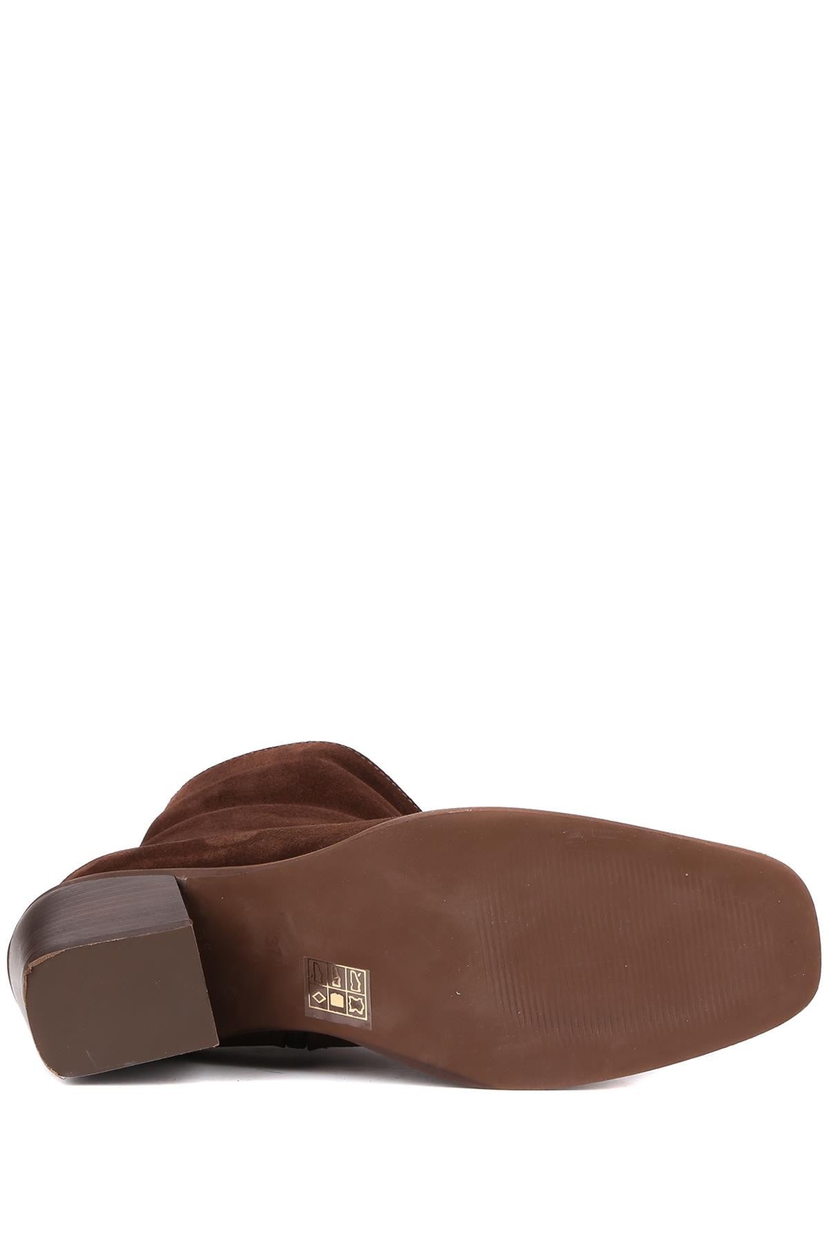 Stato - Kahverengi Hakiki Süet Deri Topuklu Kadın Bot 25-1581