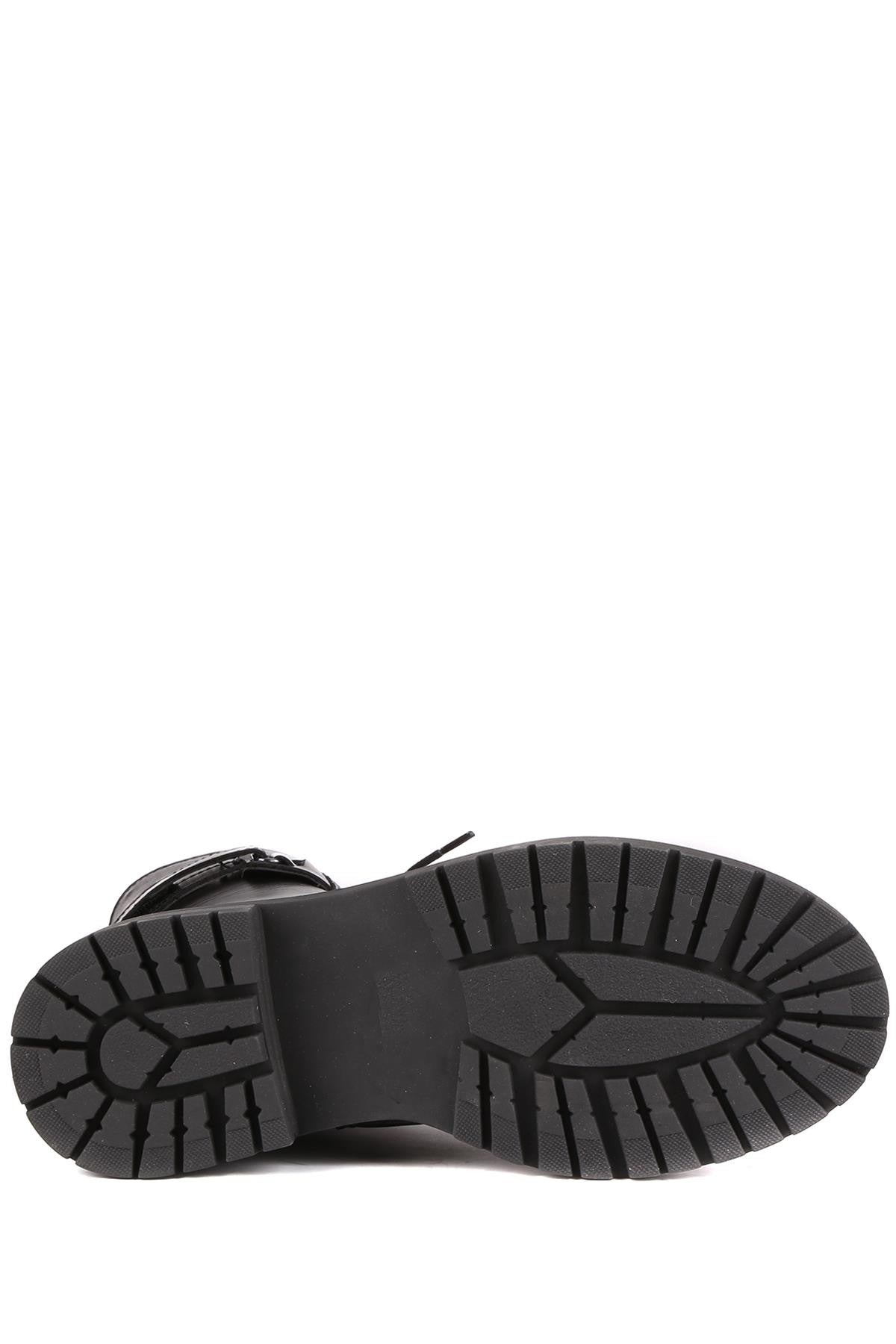 Stato - Siyah Hakiki Deri Fermuarlı Kadın Bot 25-2627