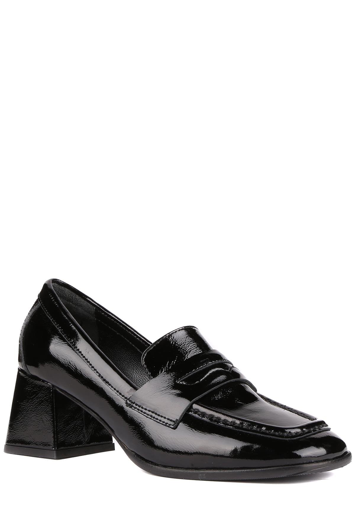 Stato - Siyah Rugan Deri Kadın Topuklu Ayakkabı 25-5547