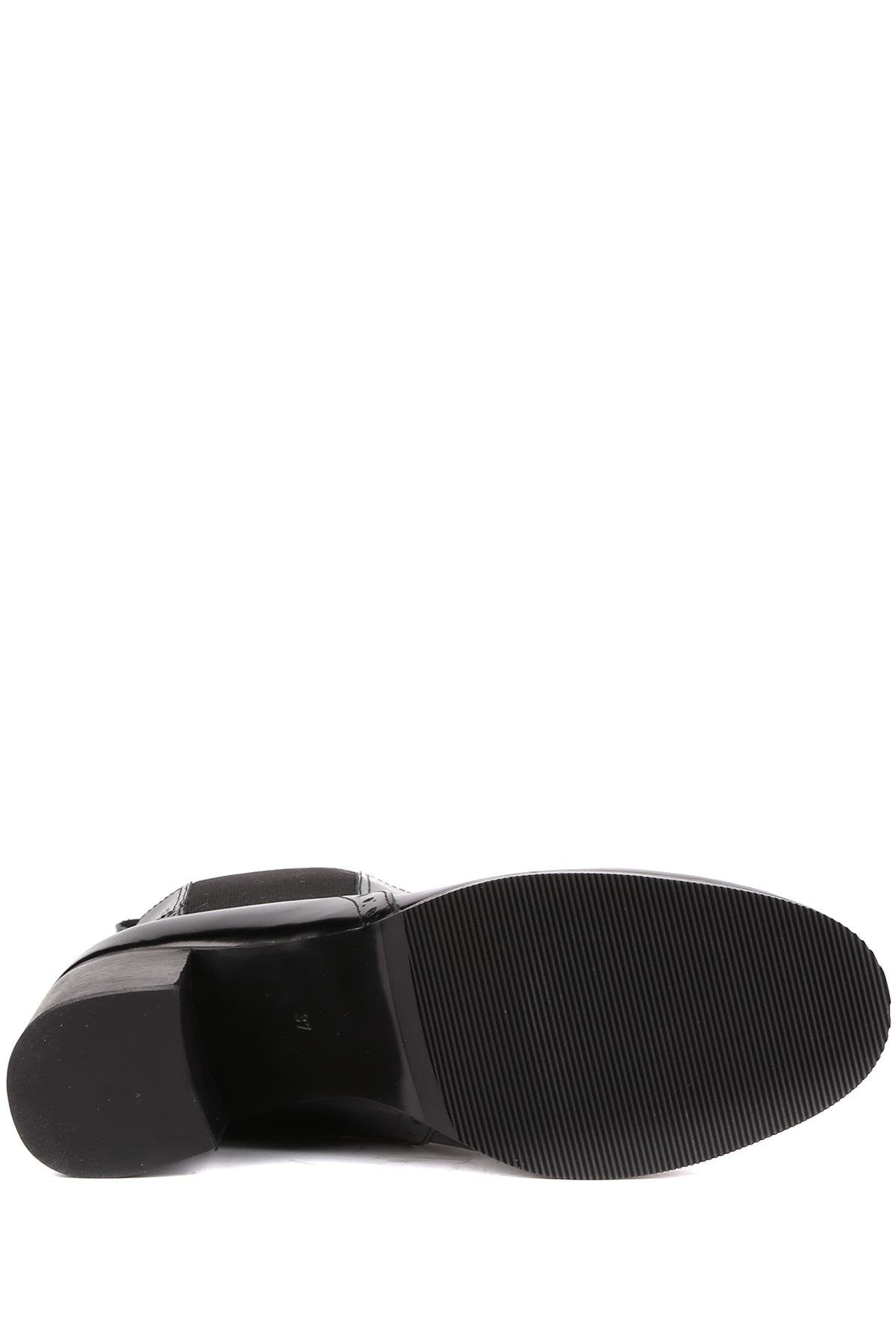 Stato - Siyah Hakiki Açma Deri Topuklu Kadın Bot 25-5619