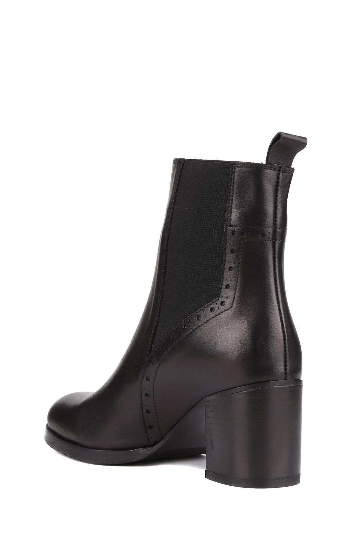Stato - Siyah Hakiki Deri Topuklu Kadın Bot 25-5619