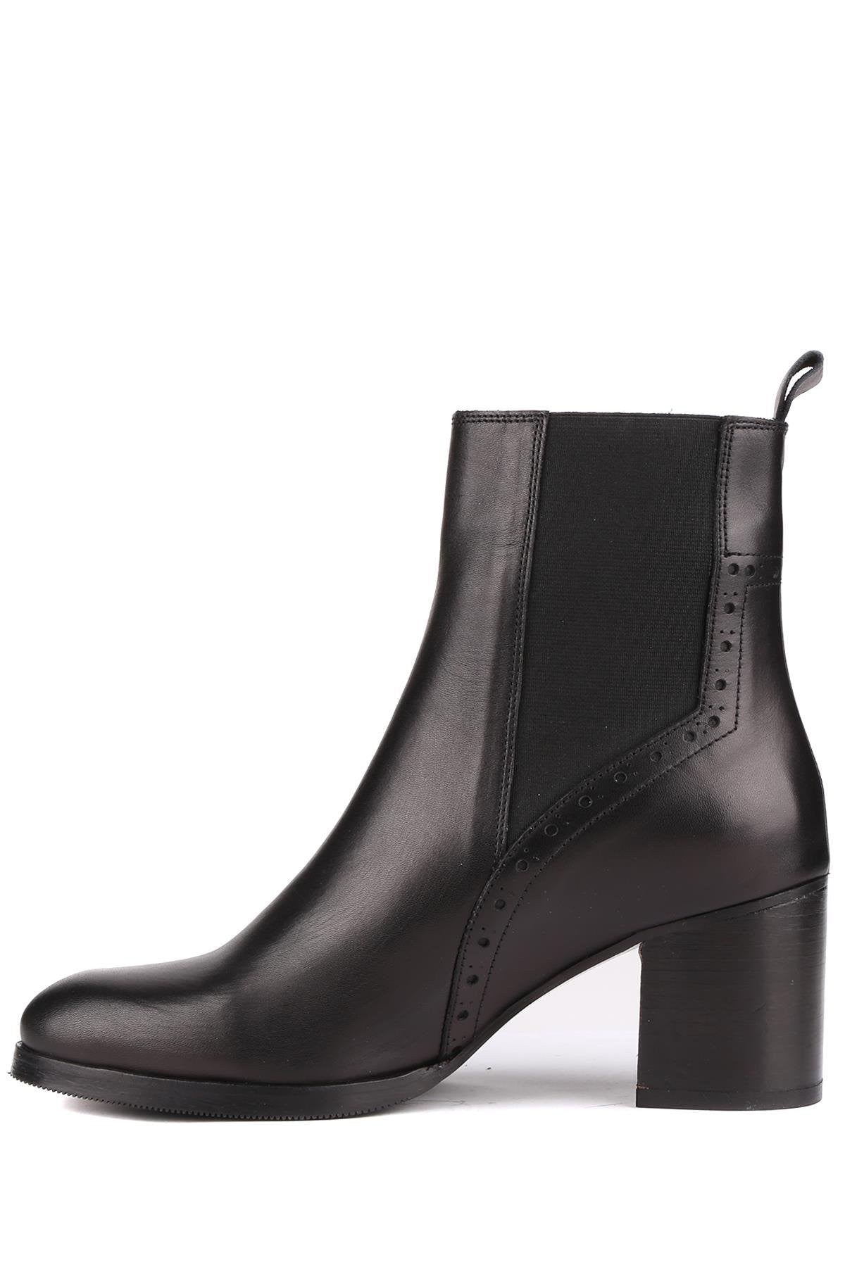 Stato - Siyah Hakiki Deri Topuklu Kadın Bot 25-5619