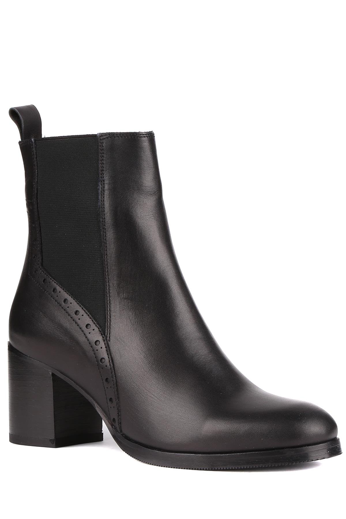 Stato - Siyah Hakiki Deri Topuklu Kadın Bot 25-5619