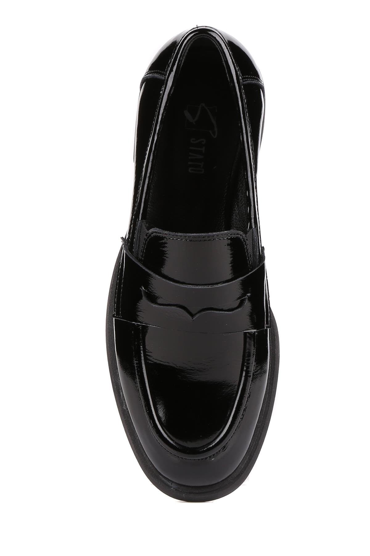 Stato - Siyah Hakiki Rugan Deri Kadın Loafer 25-5645