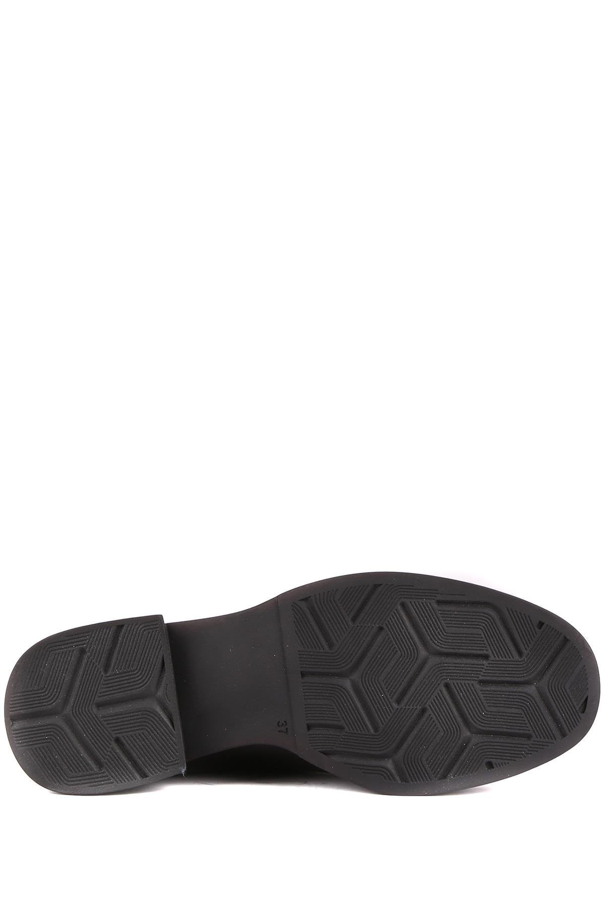 Stato - Siyah Hakiki Deri Bağcıklı Kadın Bot 25-5676