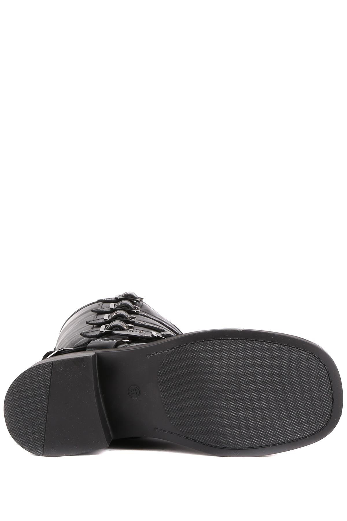 Stato - Siyah Hakiki Deri Fermuarsız Kadın Çizme 25-8612