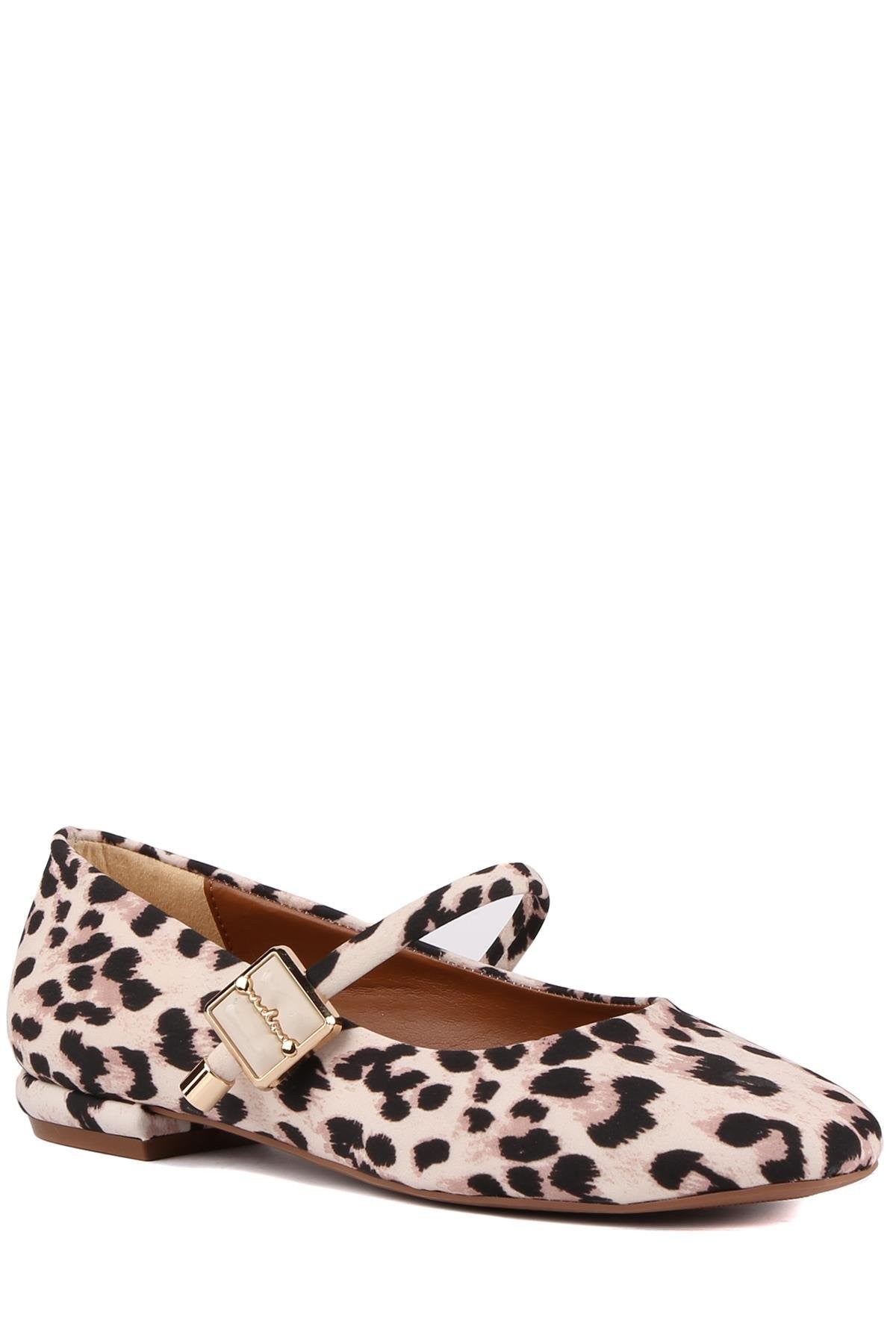 Stato - Bej Renk Leopar Desen Kadın Babet