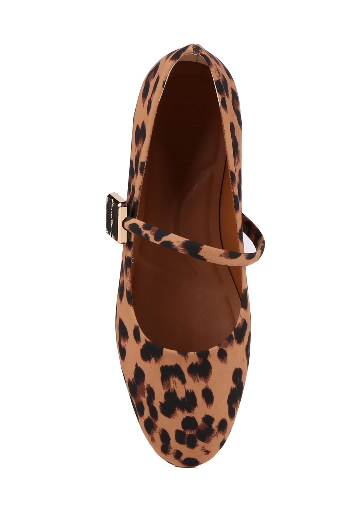 Stato - Siyah Renk Leopar Desen Kadın Babet