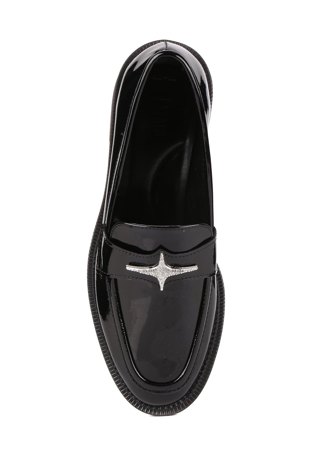 Stato - Siyah Rugan Bağcıksız Kadın Loafer