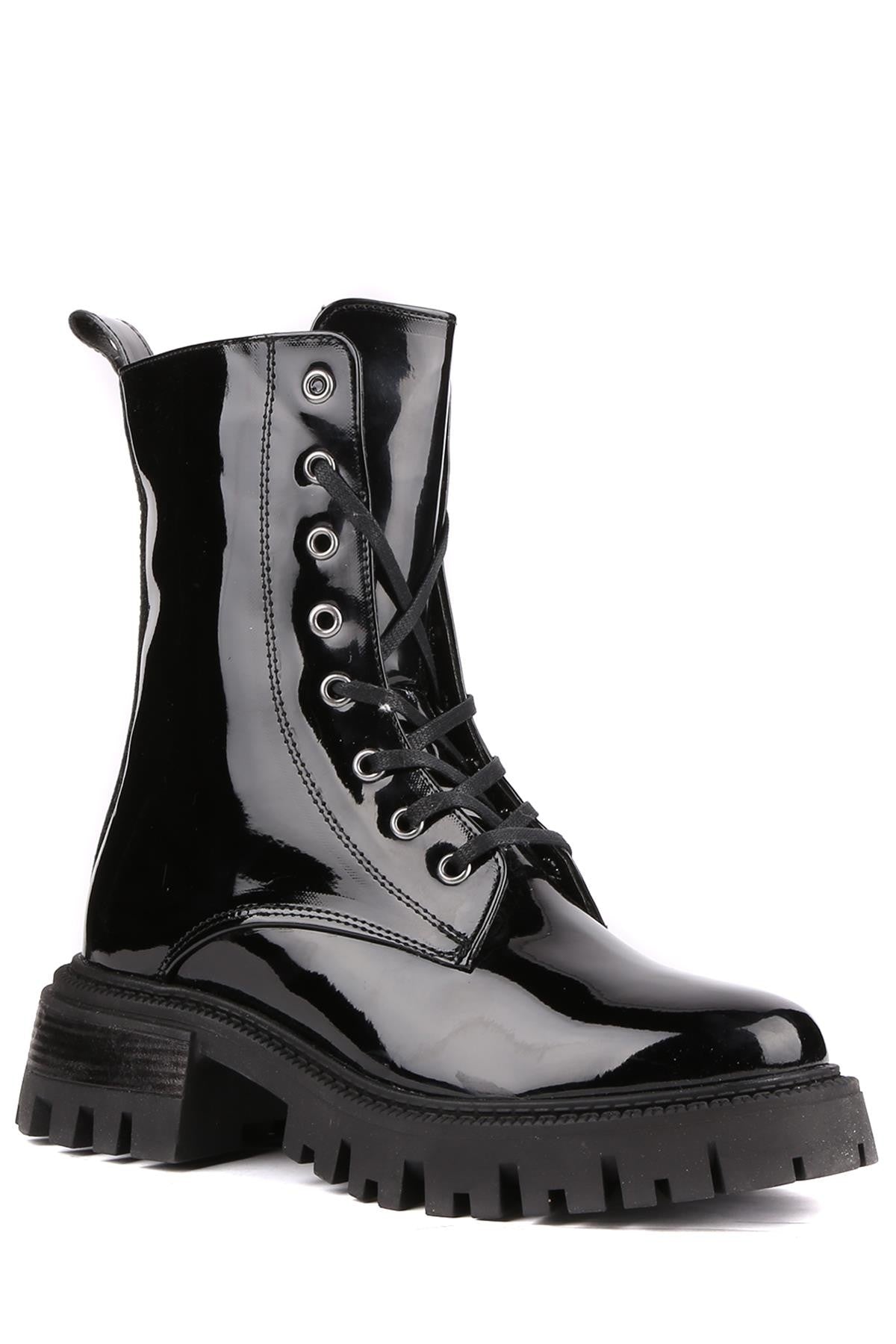 Stato - Siyah Rugan Fermuarlı Kadın Postal Bot