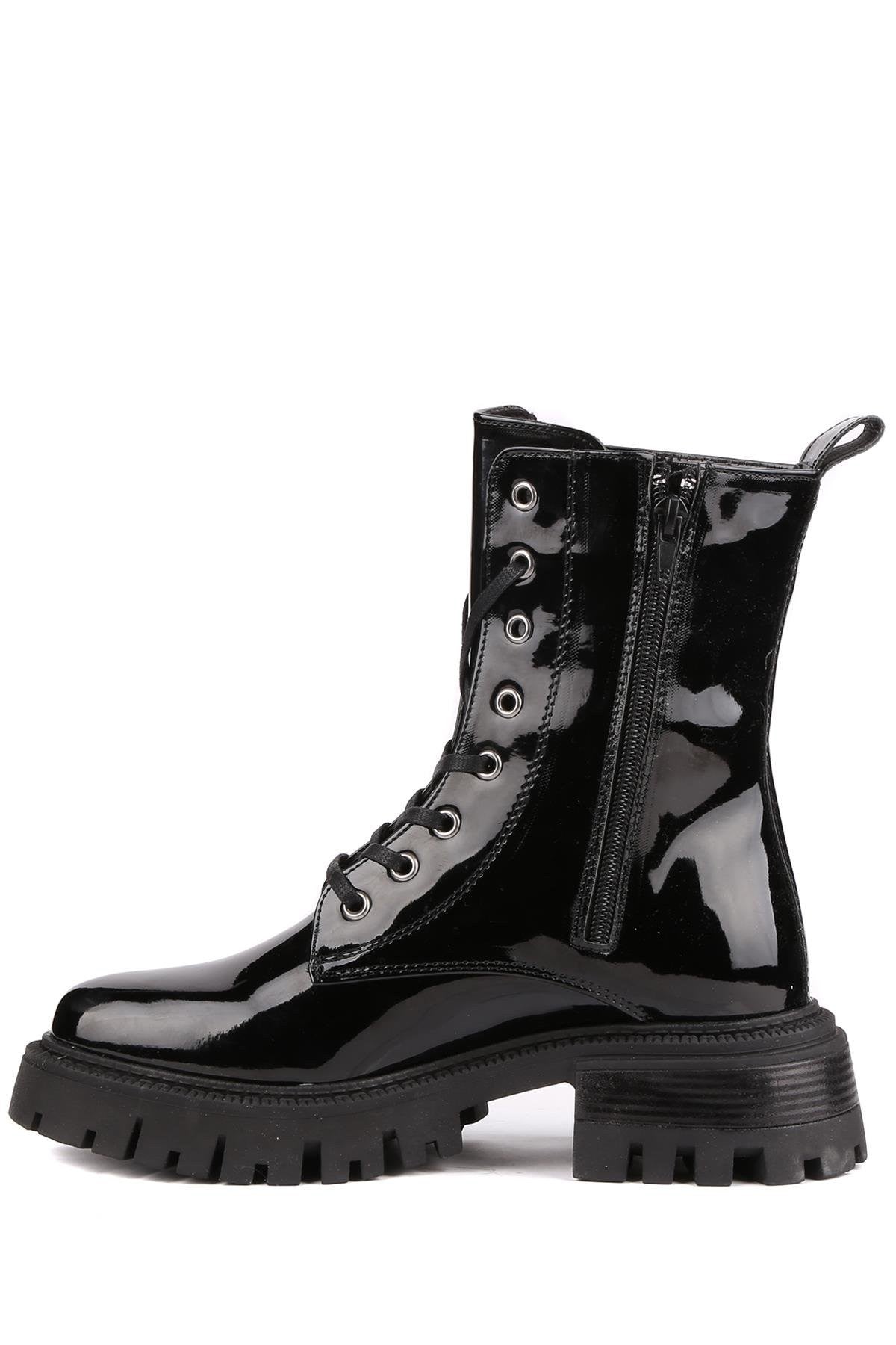 Stato - Siyah Rugan Fermuarlı Kadın Postal Bot