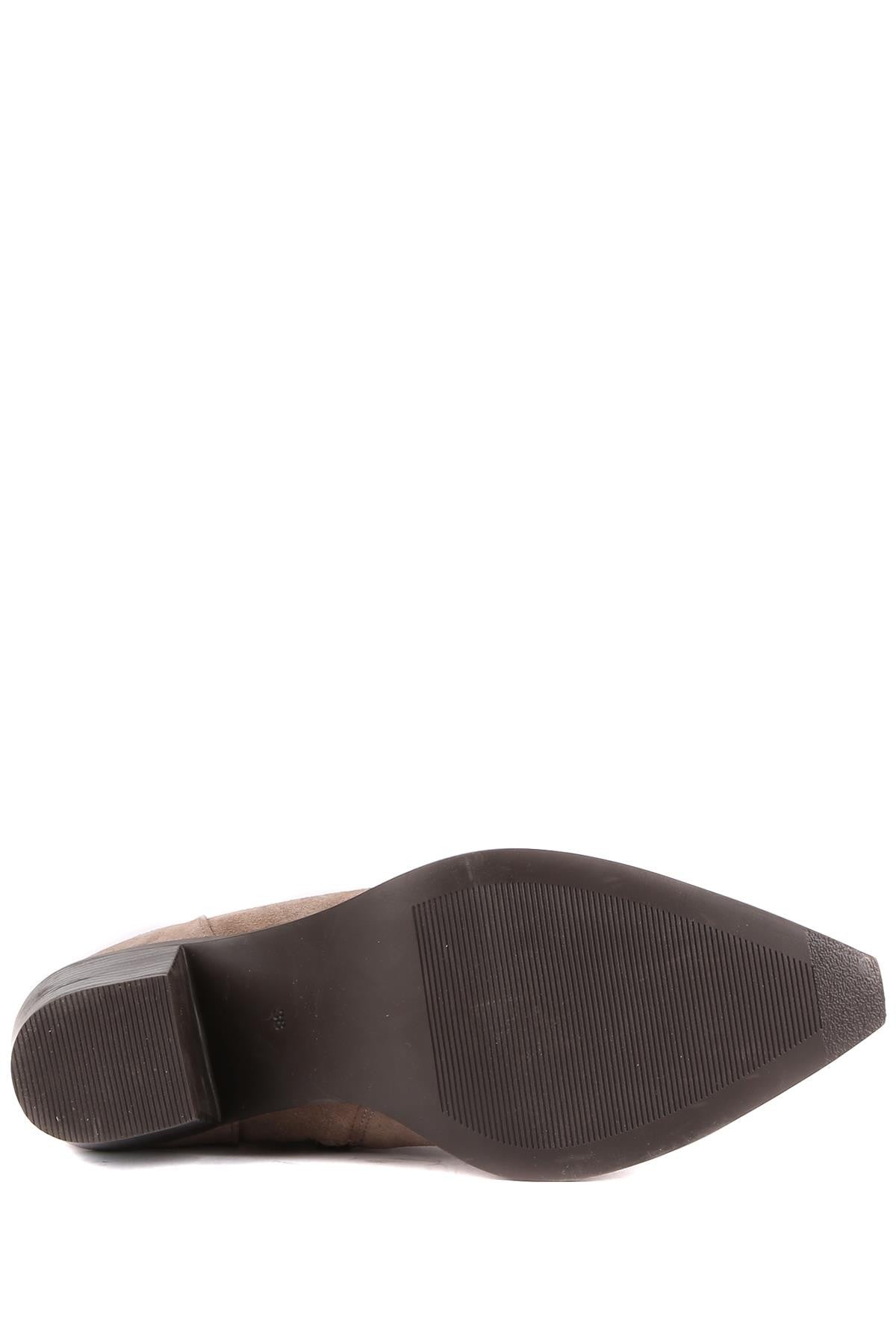 Stato - Taba Hakiki Süet Deri Topuklu Kadın Bot 25Y-1004