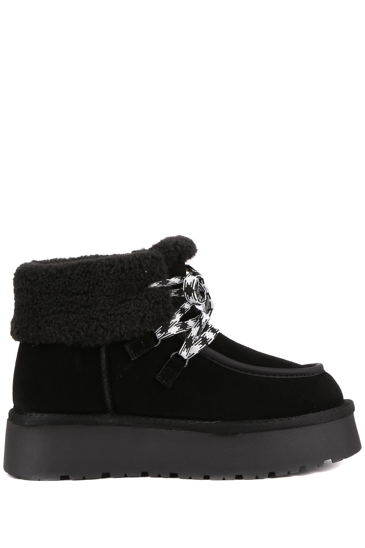 Stato - Siyah Hakiki Süet Deri Kadın Bot