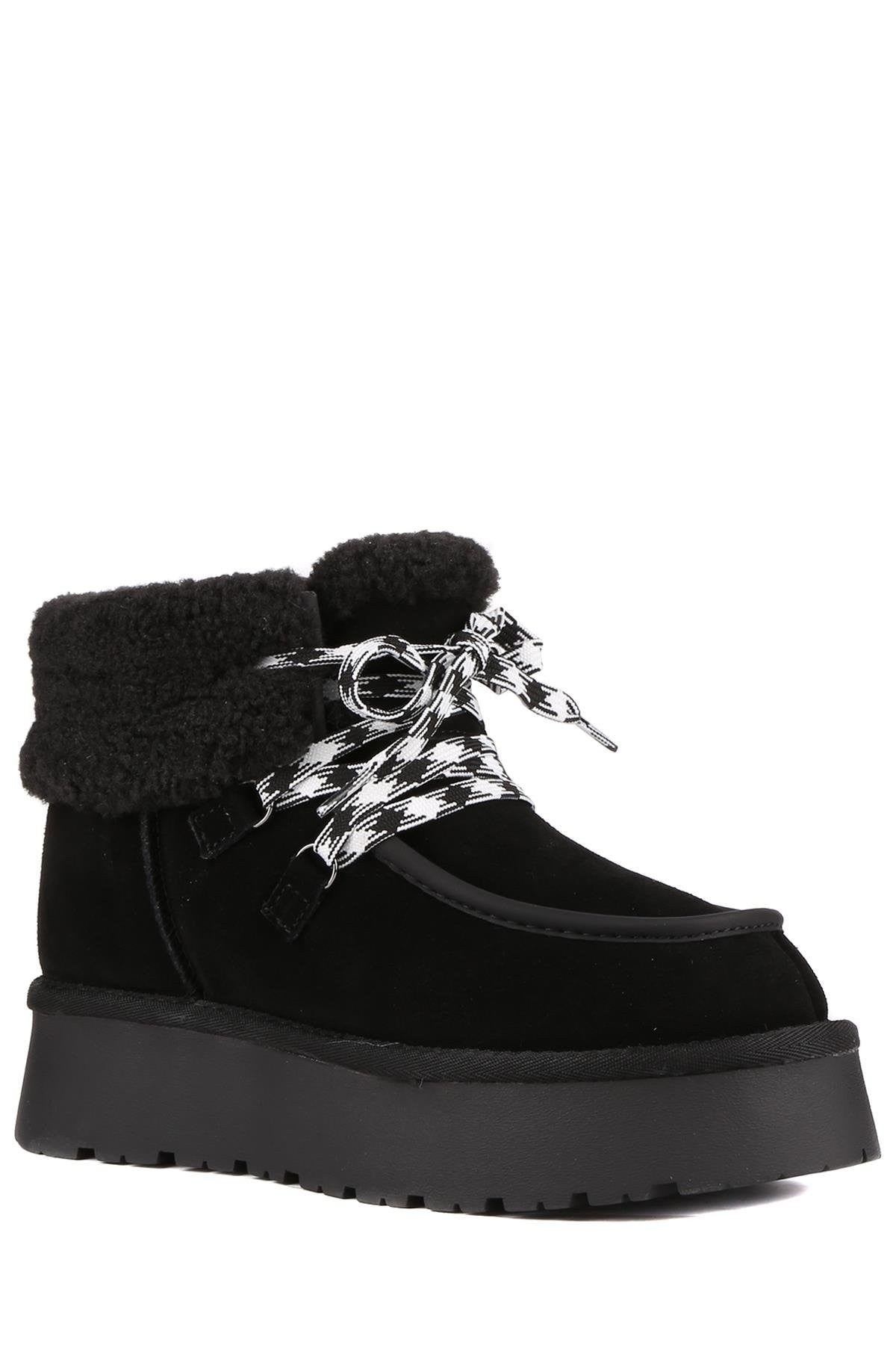 Stato - Siyah Hakiki Süet Deri Kadın Bot