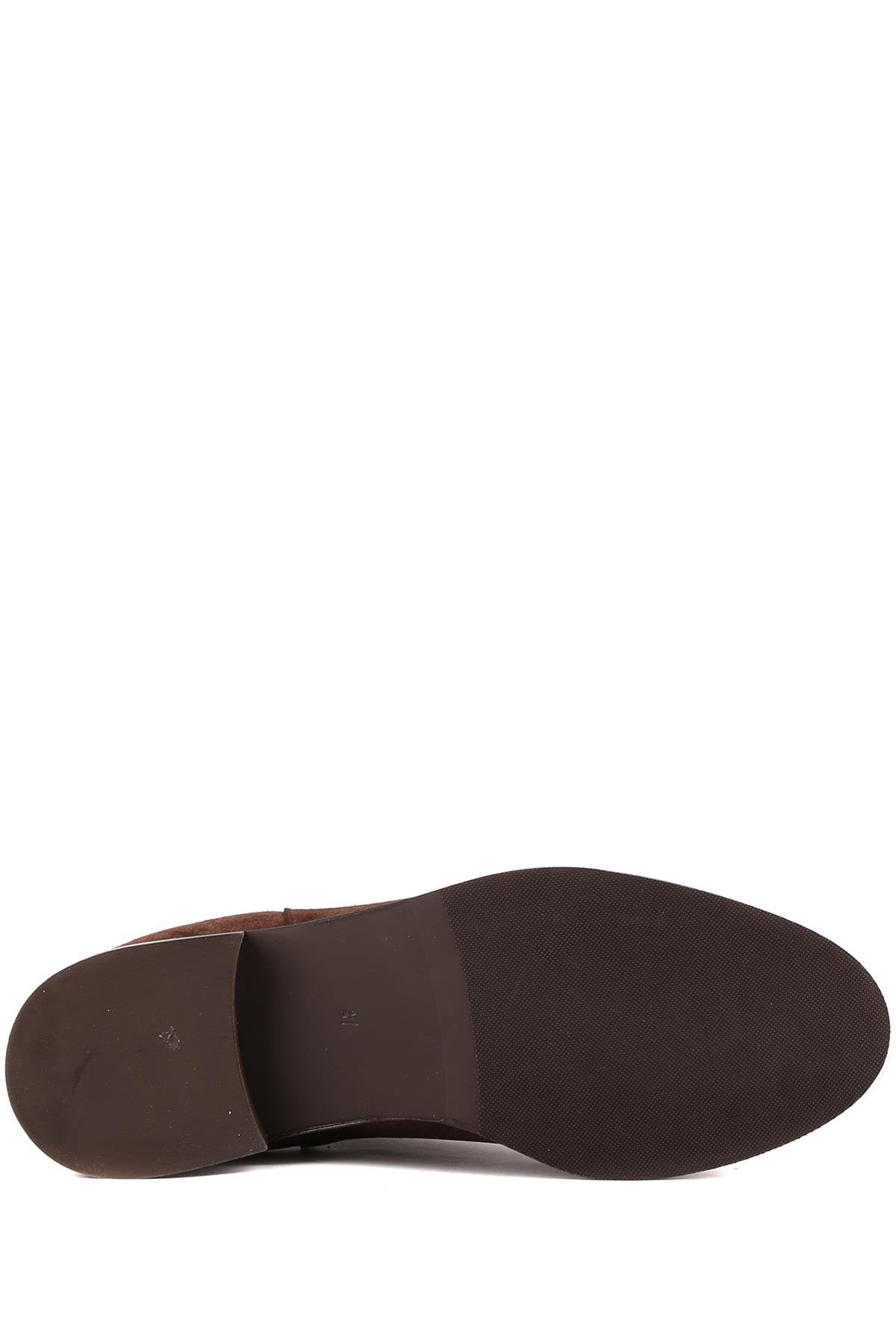 Stato - Kahverengi Hakiki Süet Deri Fermuarsız Kadın Bot 25-5603