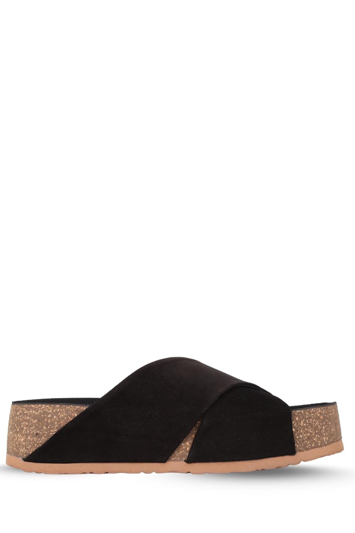 Stato Kalın Taban Kadın Hakiki-Süet Deri Terlik Siyah